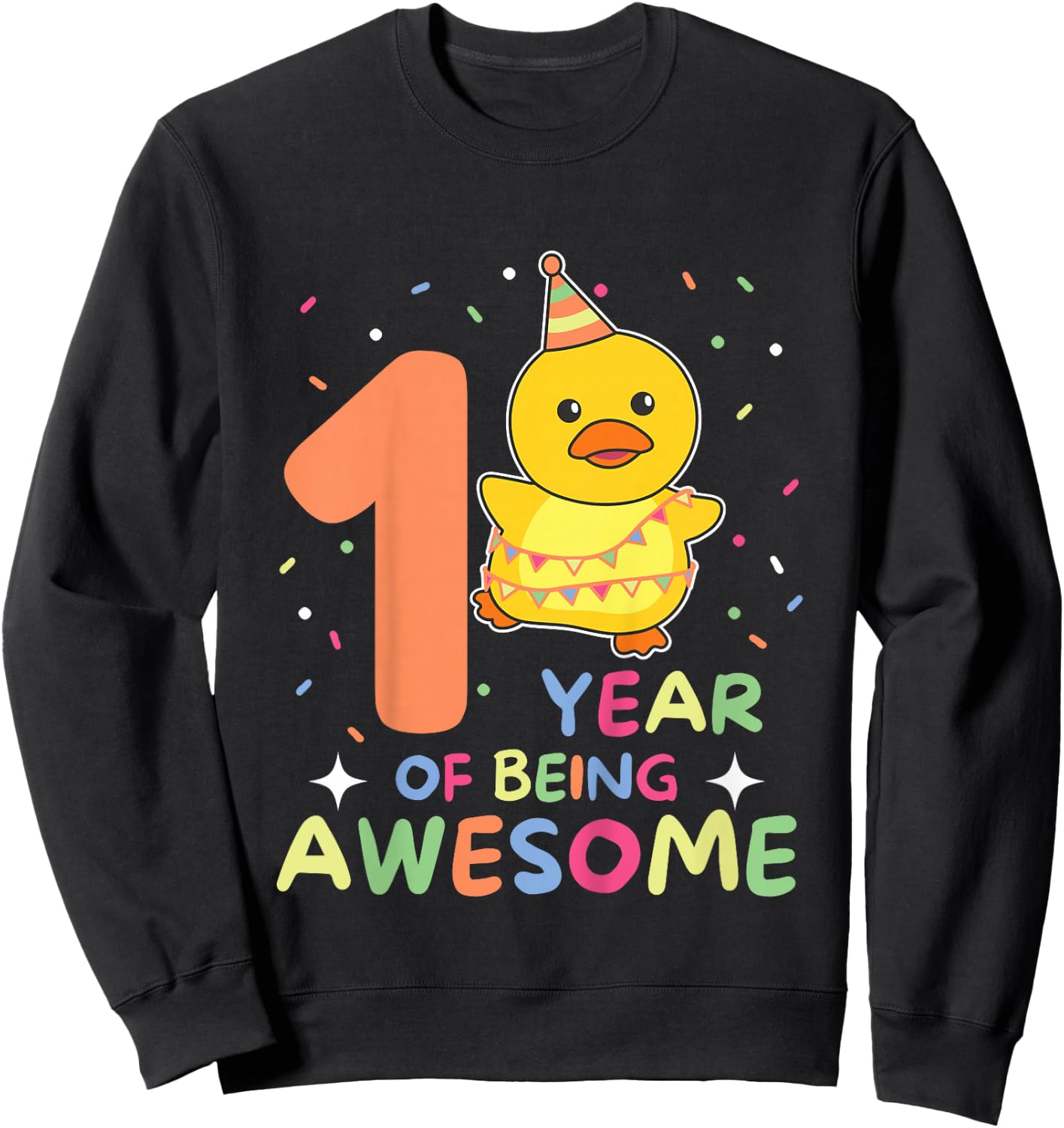 1st Birthday Duck For Kids One Year Old Duck Sweatshirt - Sweatshirt | Black