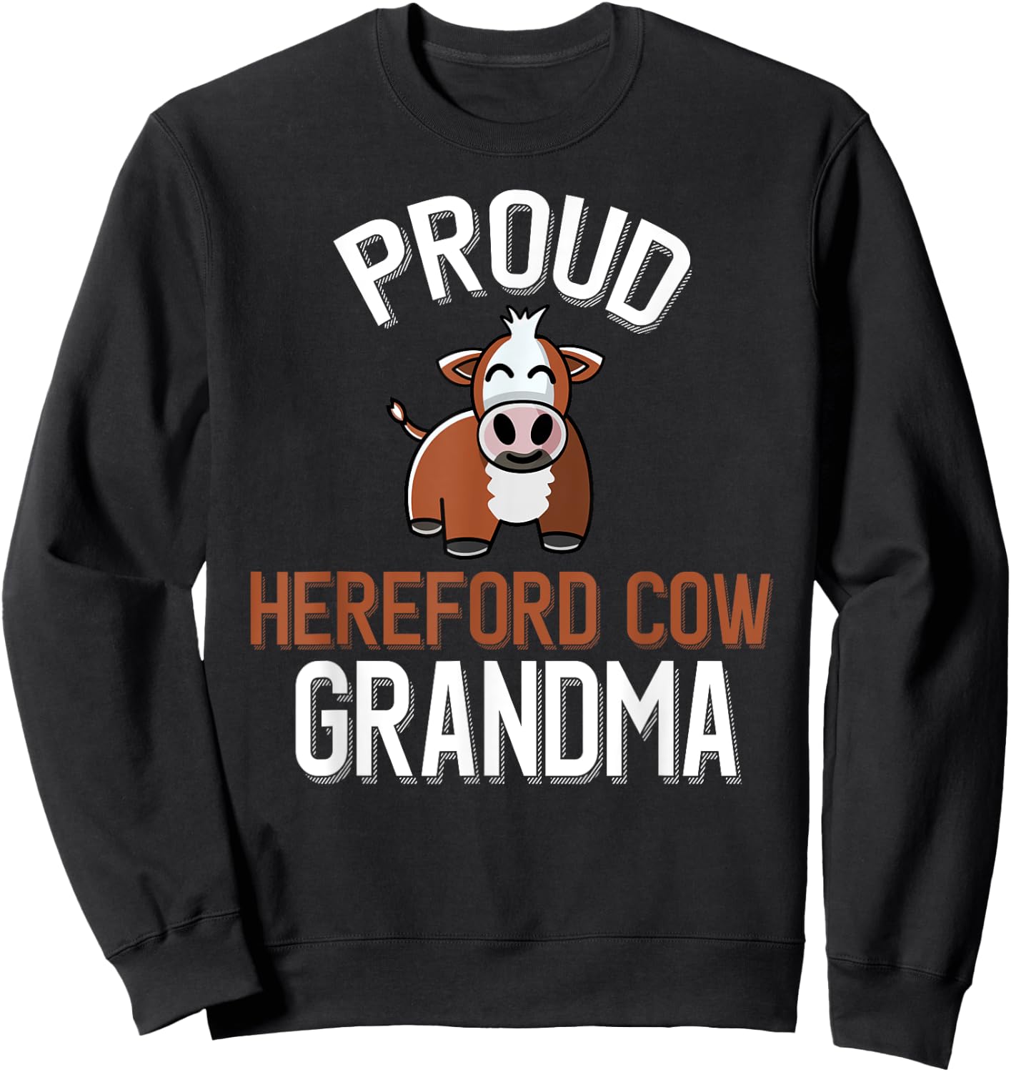 Proud Hereford Cow Grandma Sweatshirt - Sweatshirt | Black