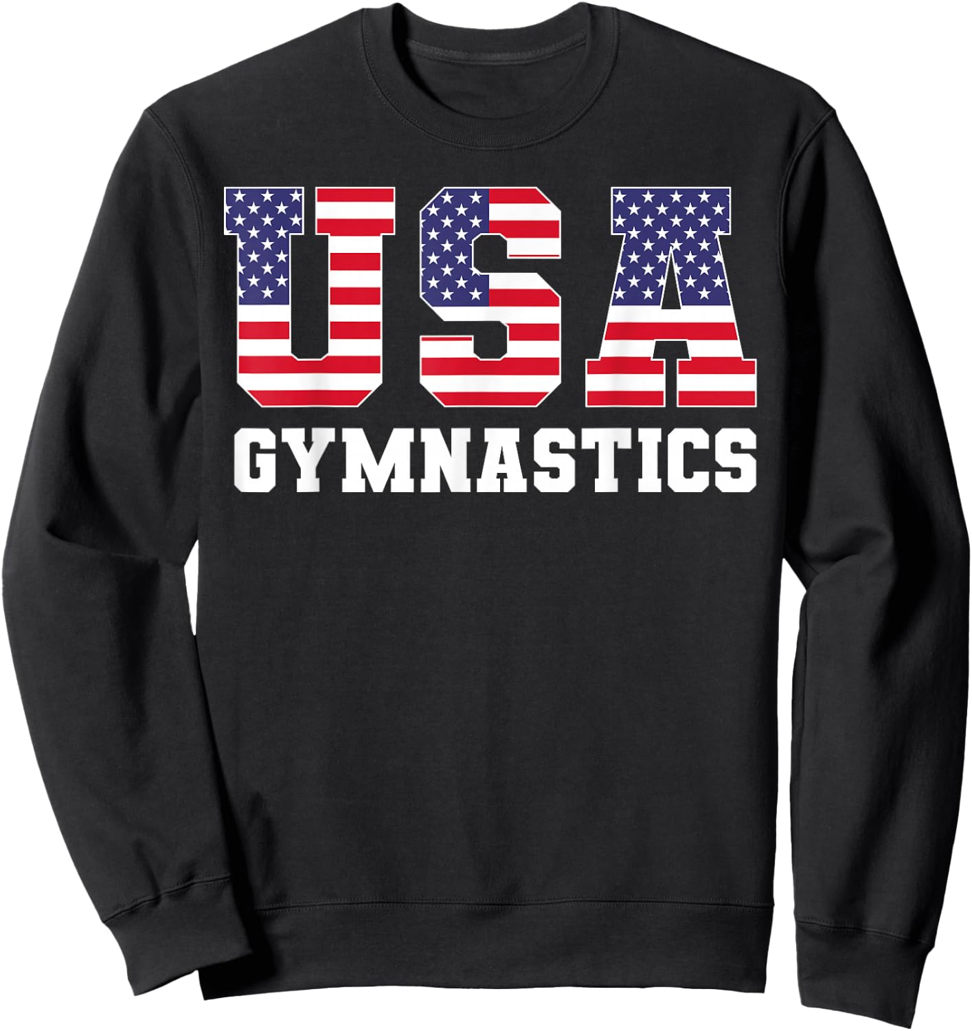 Gymnast Gymnastics USA American Flag 4th of July Girls Boys Sweatshirt - Sweatshirt | Black
