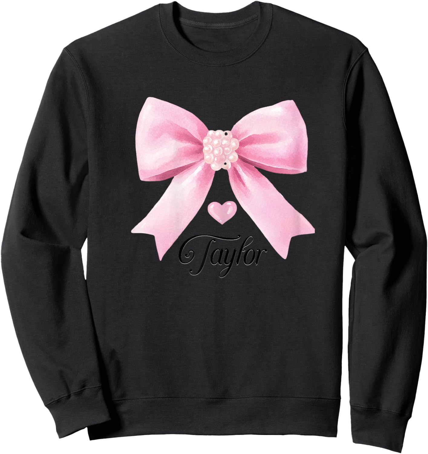 Cute Taylor Name Teen Girls Women Heart Pink Bow , grey, Female X-Small Sweatshirt - Sweatshirt | Black