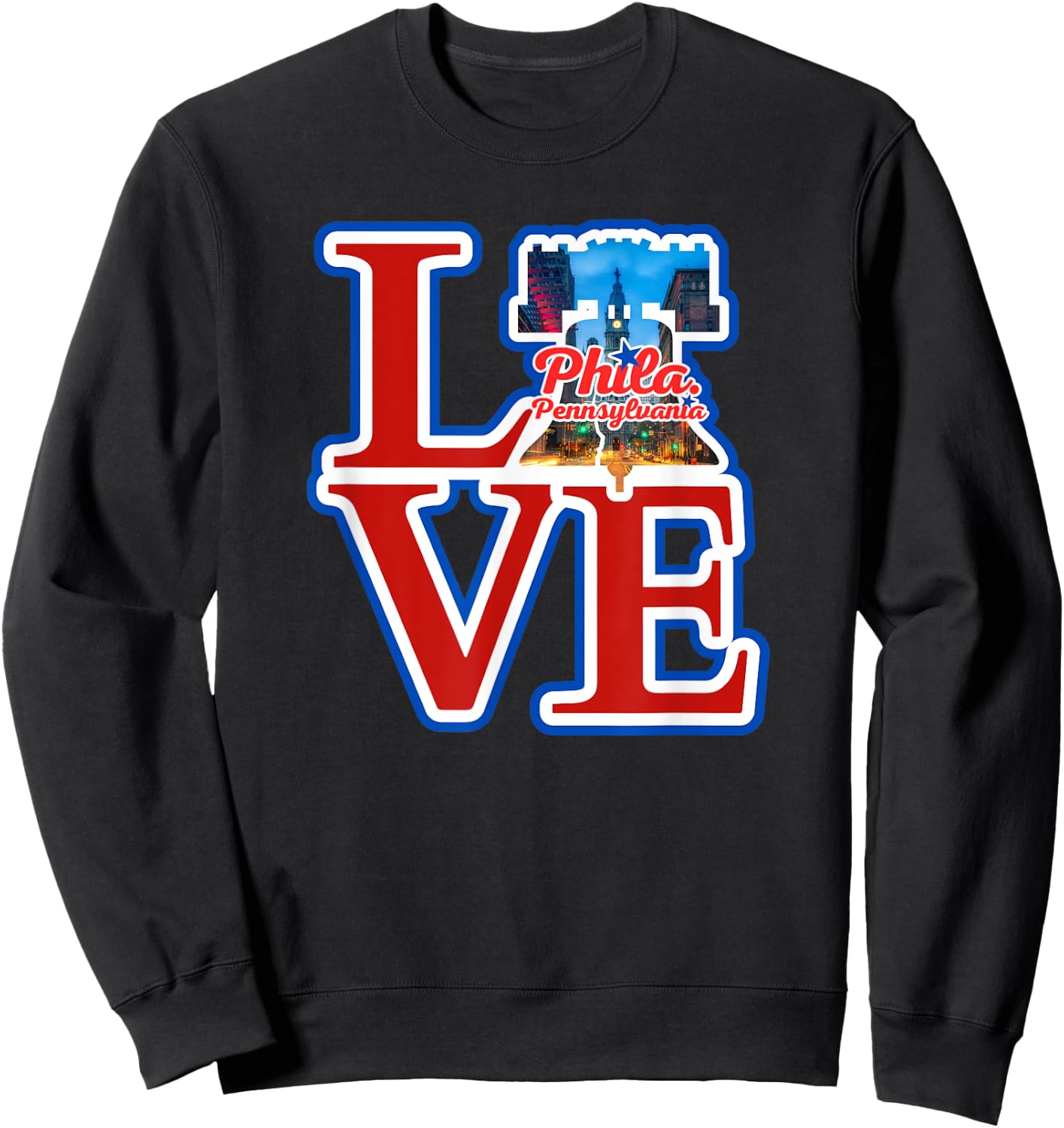 Philadelphia City of Brotherly Love Park Philly Liberty Bell Sweatshirt - Sweatshirt | Black