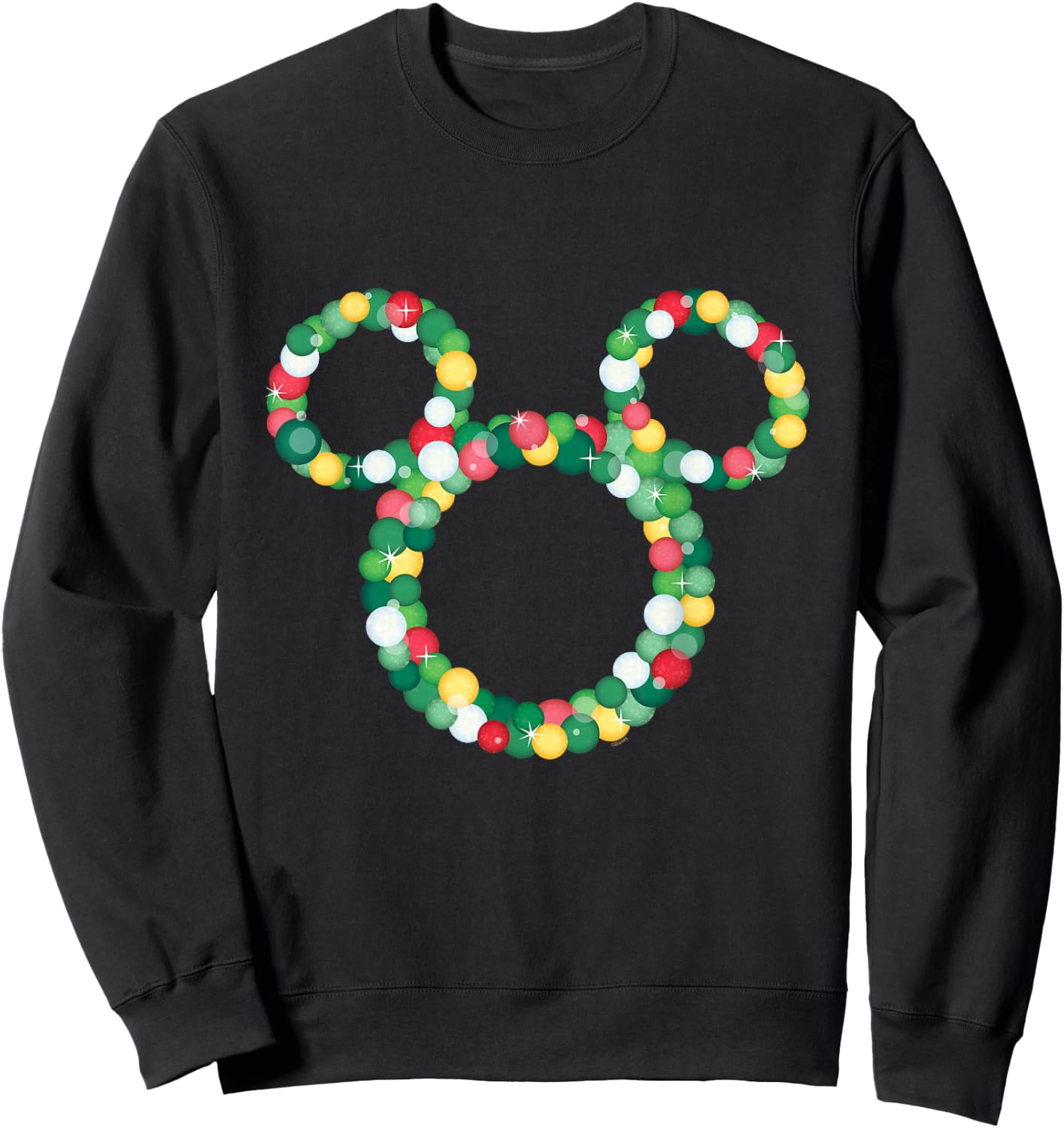 Disney Mickey Mouse Icon Holiday Christmas Ornament Wreath Sweatshirt - Sweatshirt | Black