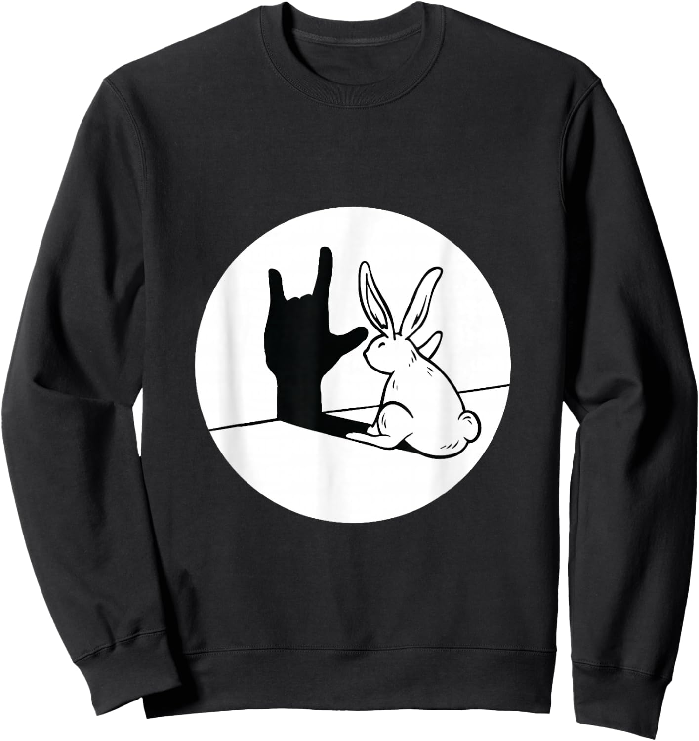 ILY Rabbit ASL Hand Gesture Deaf Hearing Loss Awareness Sweatshirt - Sweatshirt | Black