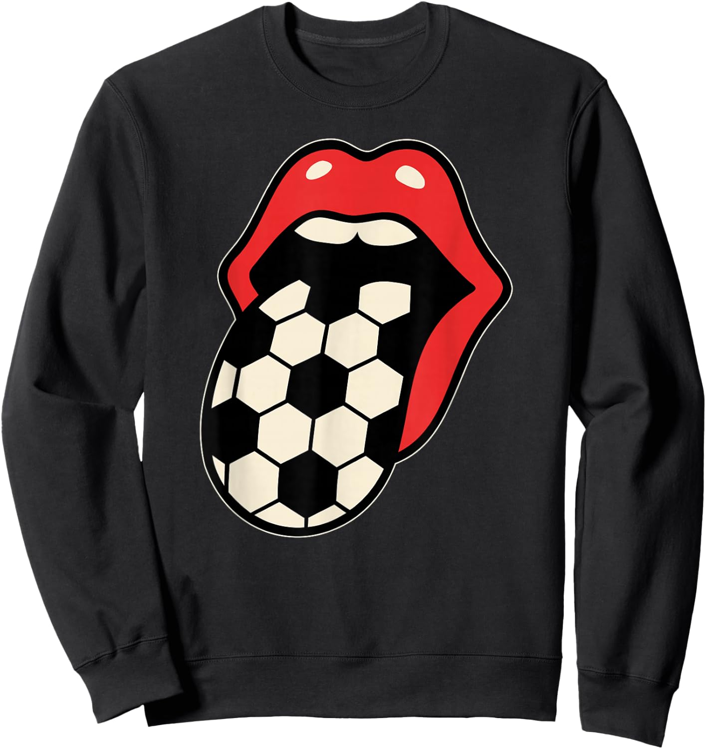 Soccer Tongue Red Lips Sweatshirt - Sweatshirt | Black