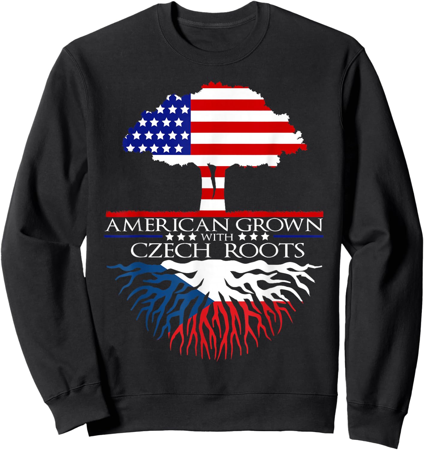 InGENIUS American Czech Ancestry Gifts Czech Roots US Czechoslovakia European Flag Sweatshirt - Sweatshirt | Black
