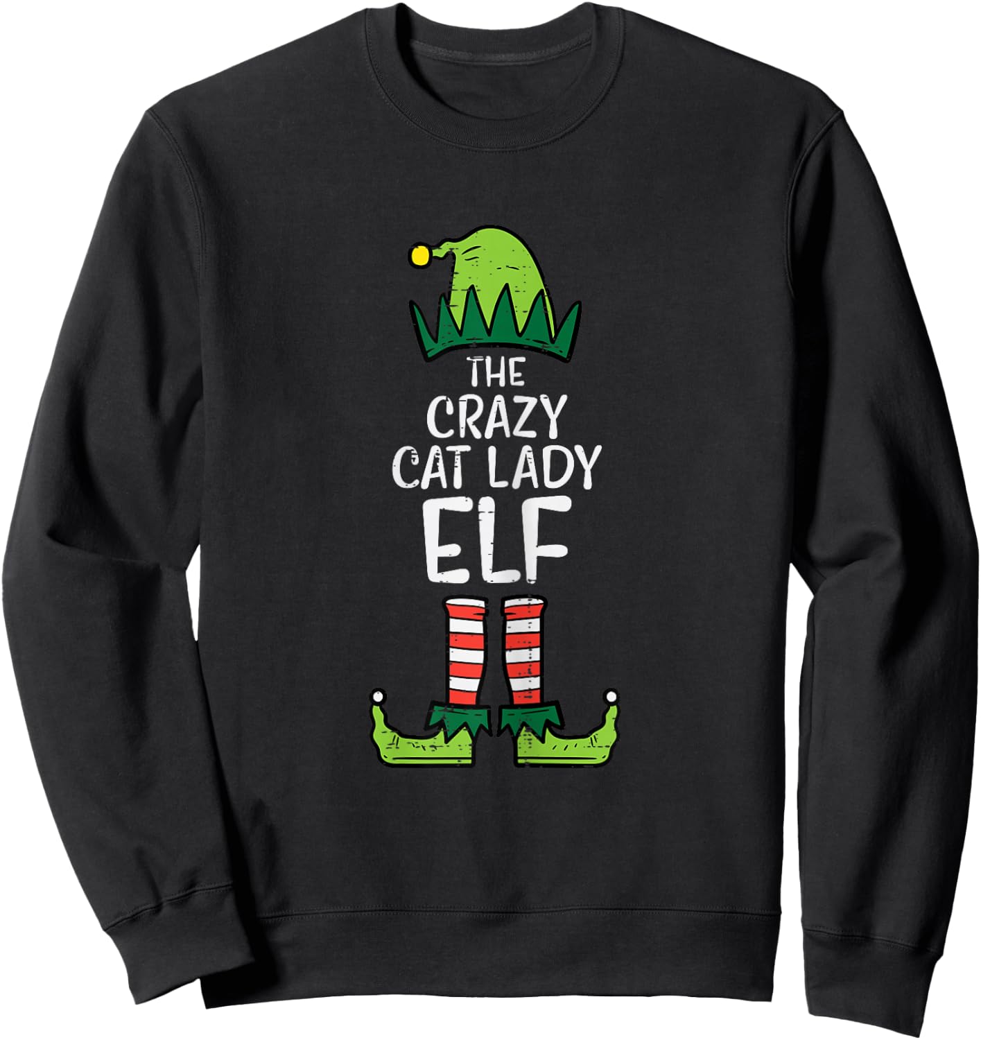 Crazy Cat Lady Elf Matching Christmas Family Women Sweatshirt - Sweatshirt | Black