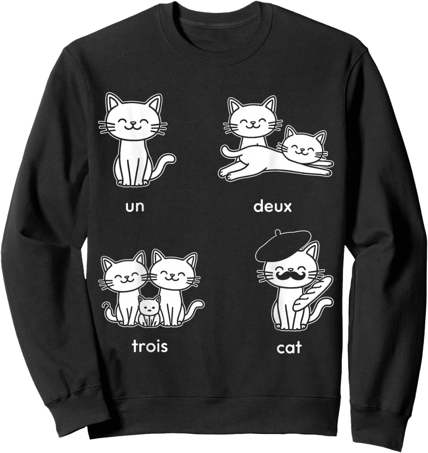 Un Deux Trois Cat Sweatshirt - Sweatshirt | Black