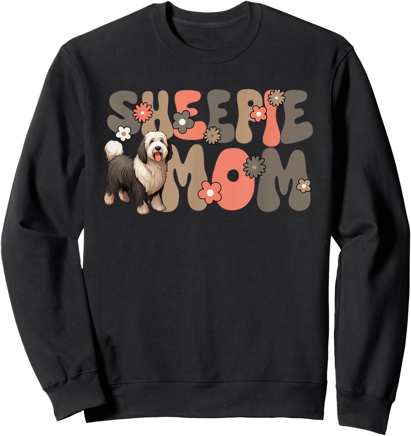 Old English Sheepdog Groovy World's Best Sheepie Mom Sweatshirt - Sweatshirt | Black