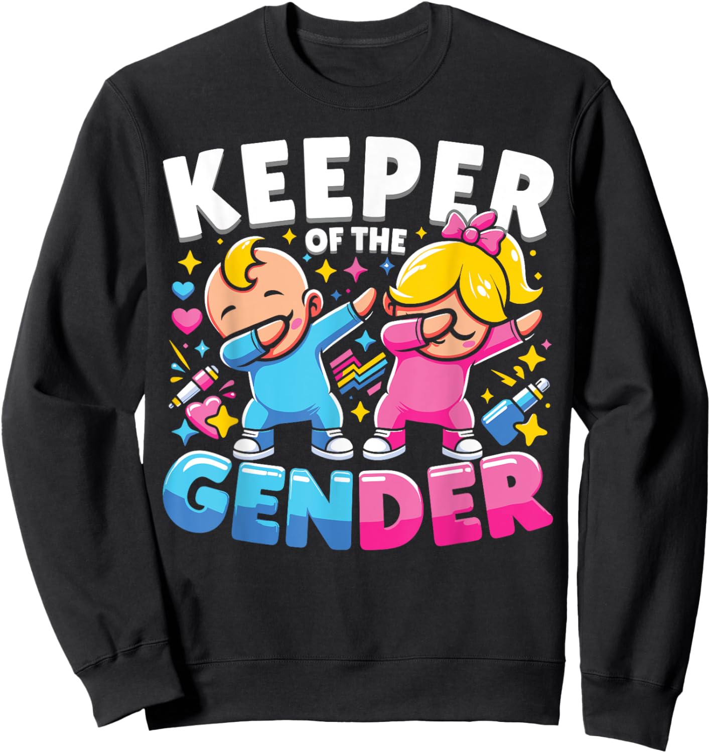 Keeper of The Gender Cute Gender Reveal Party Sweatshirt - Sweatshirt | Black