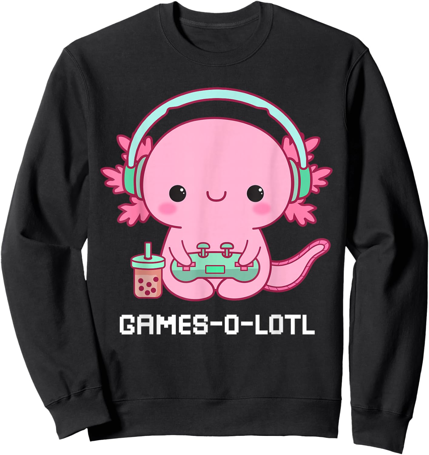 Gamesalotl Axolotl Cute Kawaii Fisch Spielen Videospiele Mädchen Sweatshirt - Sweatshirt | Black