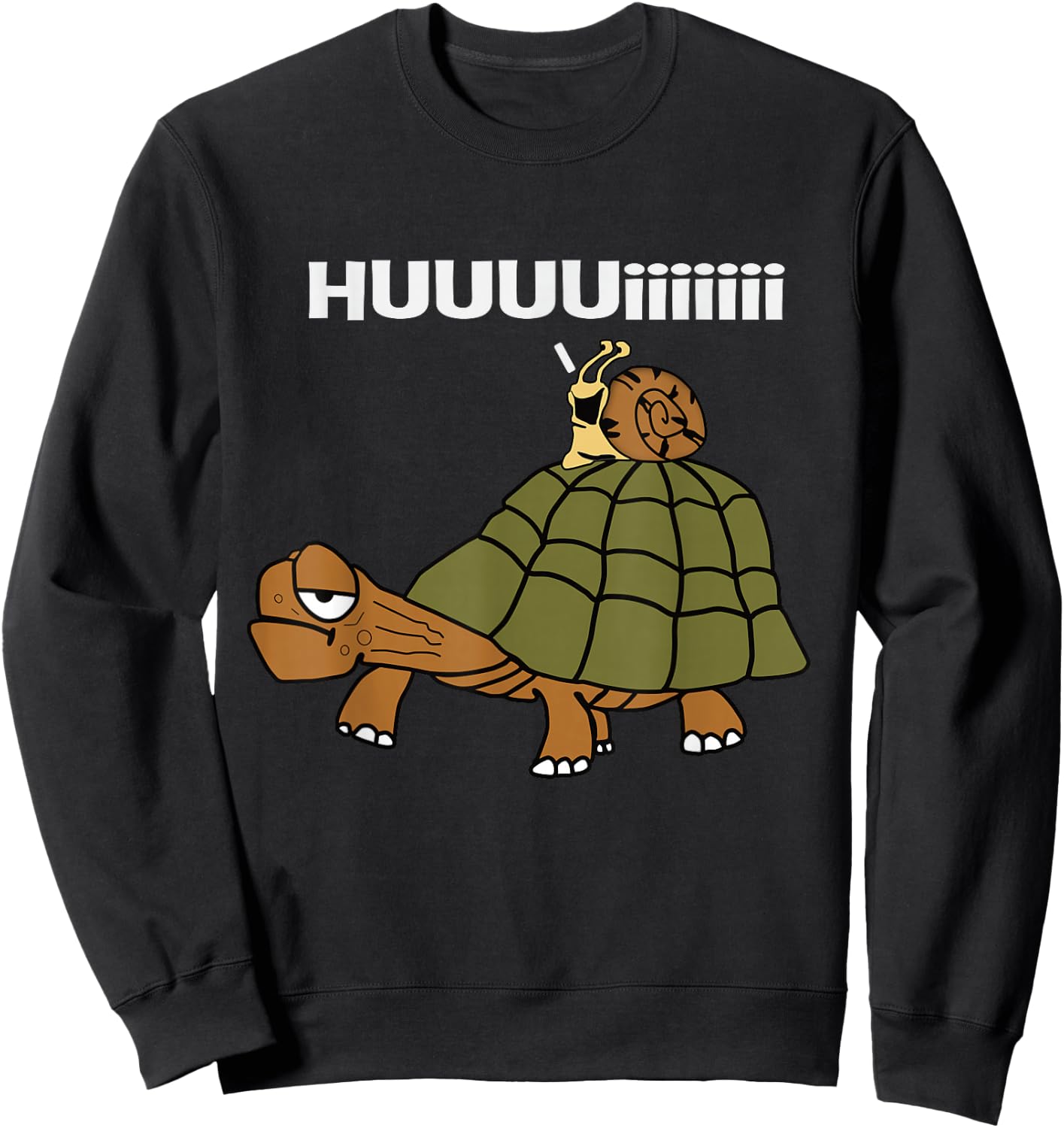 Huuuuuiiii Funny Combination Turtle / Snail , black Sweatshirt - Sweatshirt | Black