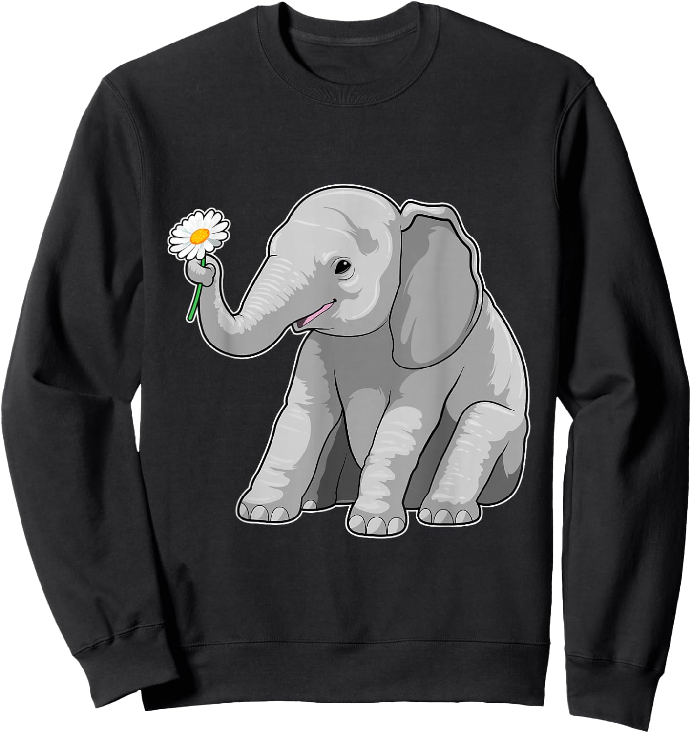 Elephant Daisy Sweatshirt - Sweatshirt | Black