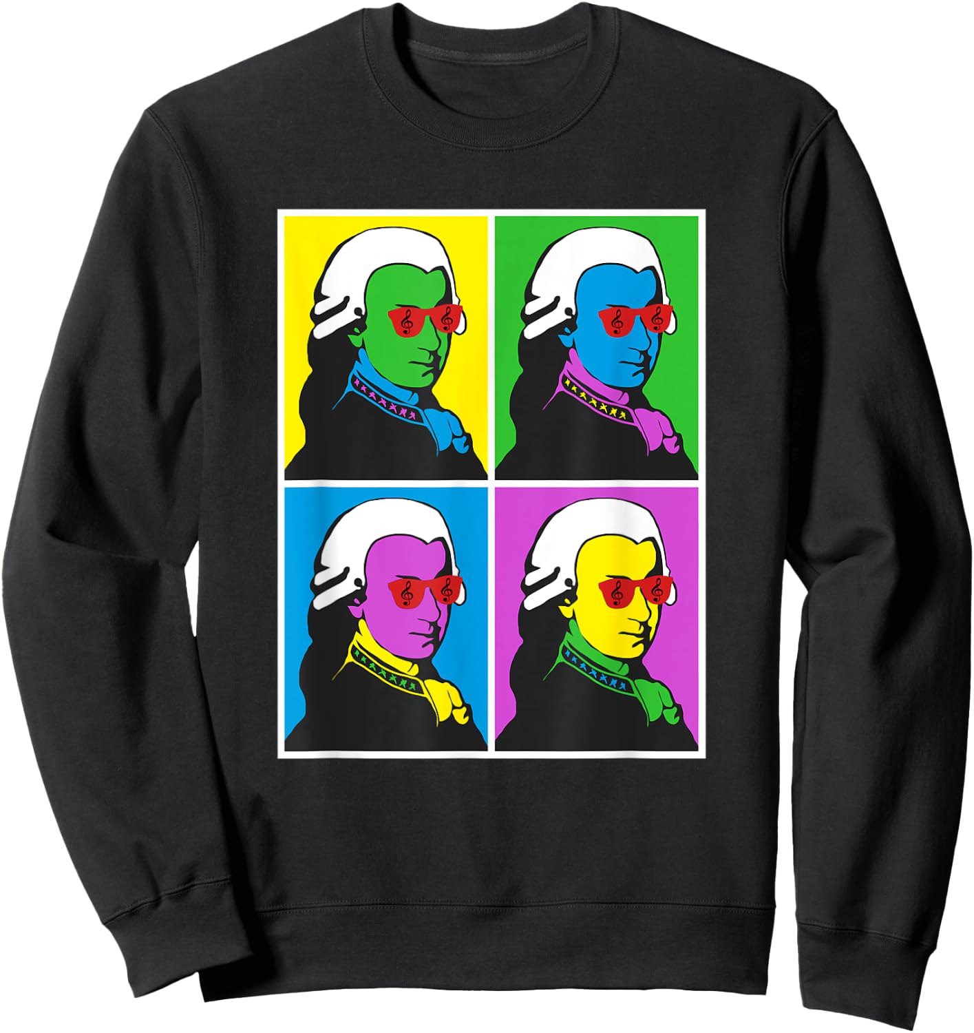 Wolfgang Amadeus Mozart Pop Art Poster Style Sweatshirt - Sweatshirt | Black