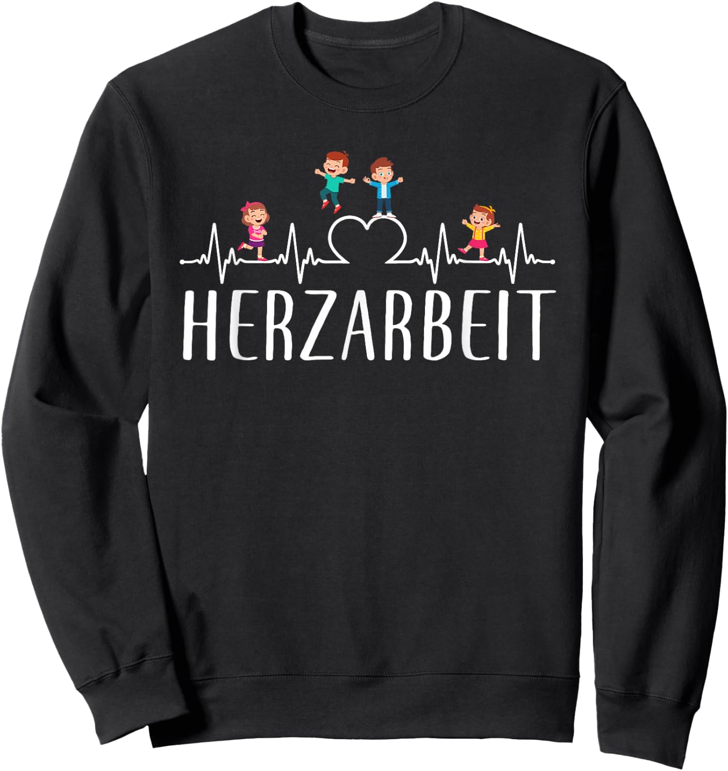 Herzarbeit with German Text "Erehrin Kindergarten Design [German Language], black Sweatshirt - Sweatshirt | Black