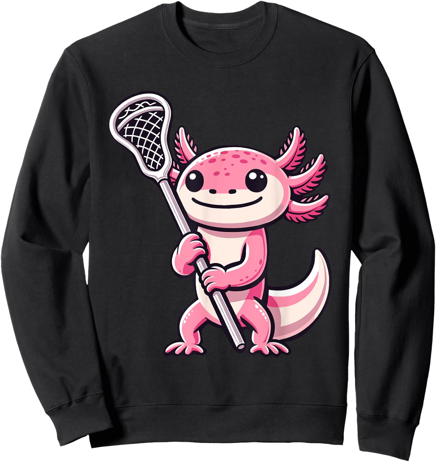Lacrosse Player Axolotl Lax Lover Sports For Boys Girls Sweatshirt - Sweatshirt | Black