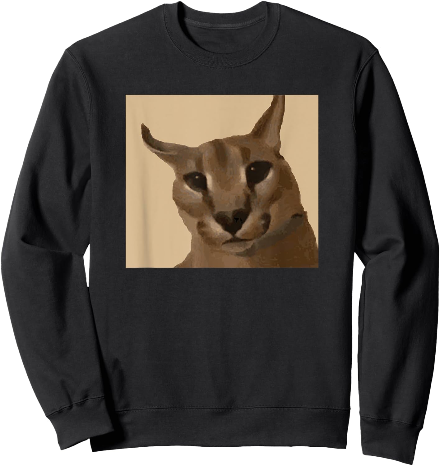 Big Floppa Meme Cat Sweatshirt - Sweatshirt | Black