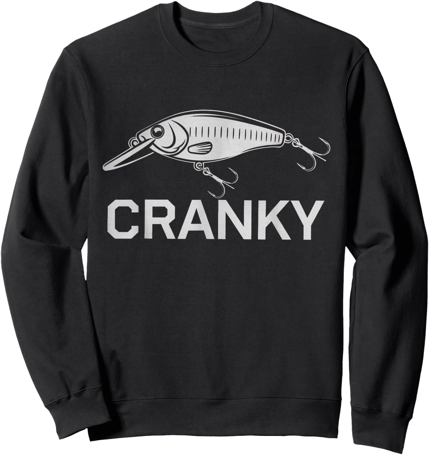 Funny Cranky Crankbait Fishing Lure Reel Pun Fishermen Sweatshirt - Sweatshirt | Black