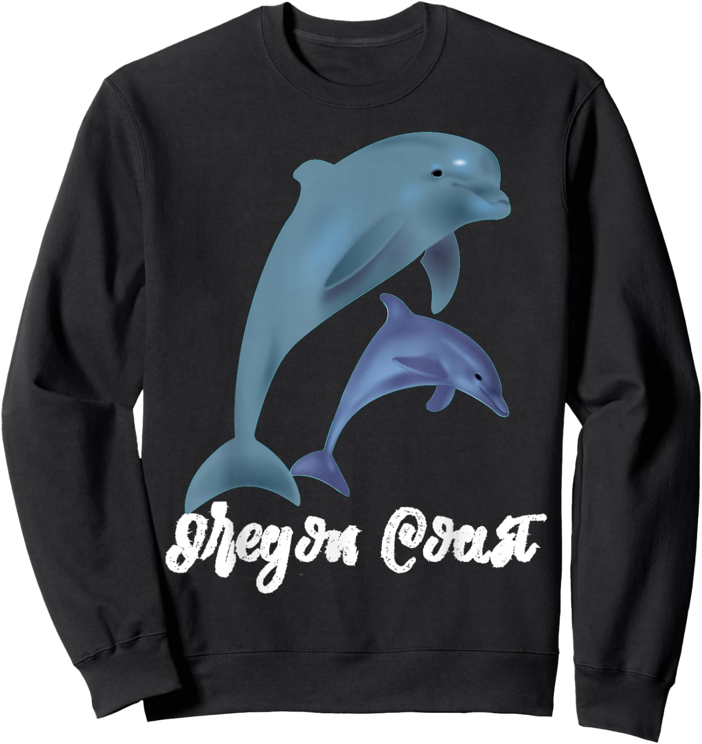 Oregon Coast Souvenir Dolphin PNW gift Sweatshirt - Sweatshirt | Black