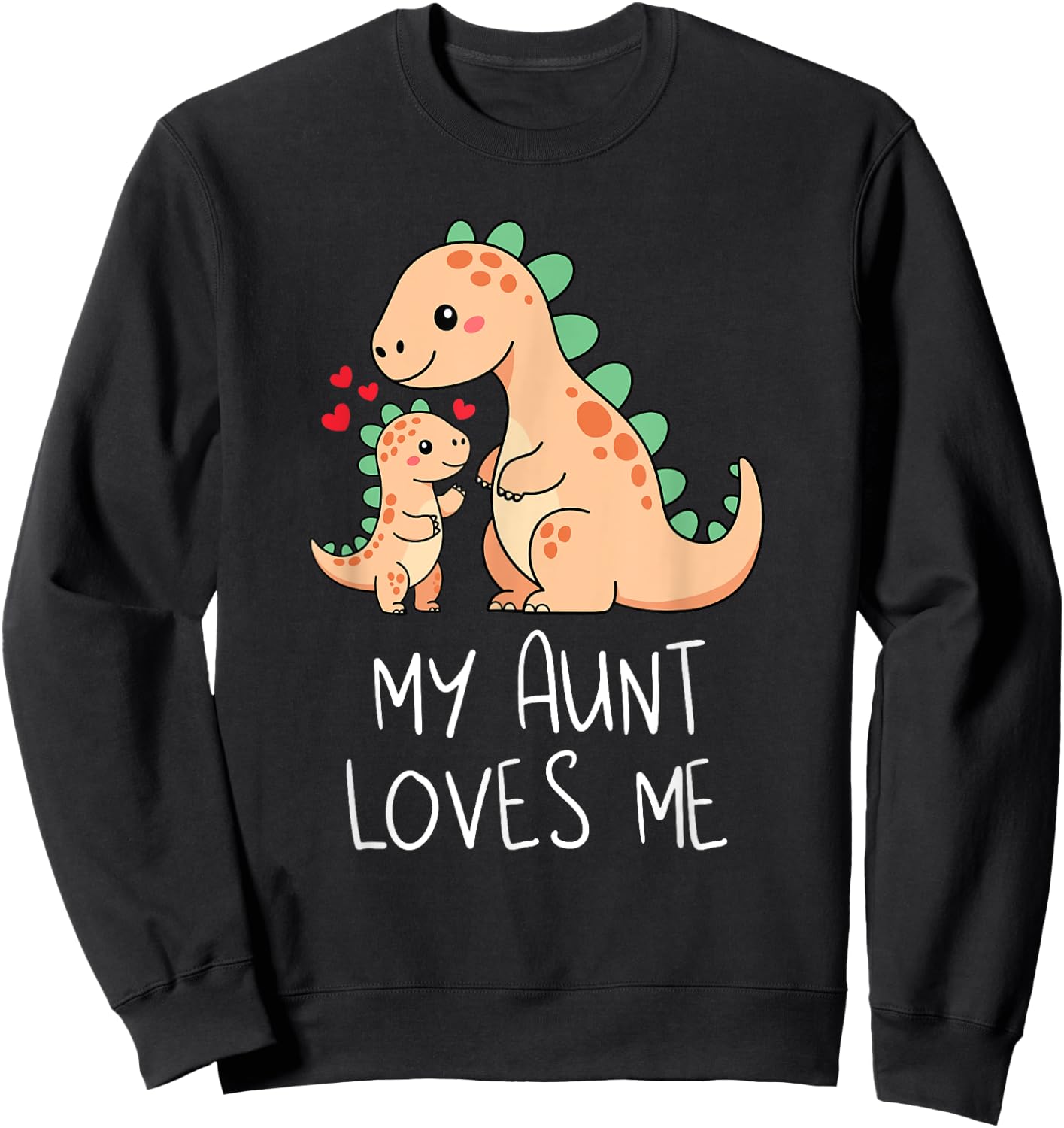 Baby Dino and Grandma My Aunt Loves Me Funny Dinosaur Sweatshirt - Sweatshirt | Black