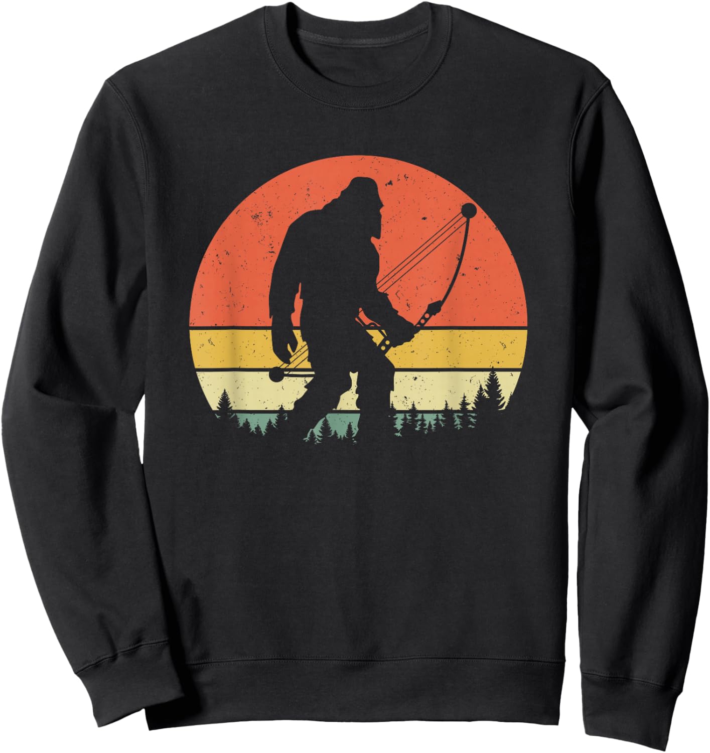 Bigfoot Hunter Arrow - Vintage Sasquatch Bow Hunting Archery Sweatshirt - Sweatshirt | Black
