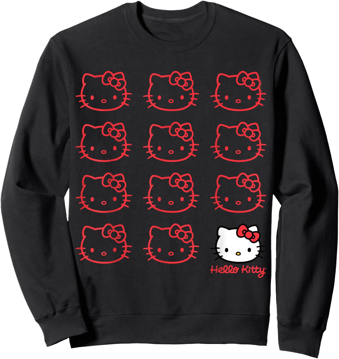 Hello Kitty Classic Fit - Adult Black Cotton/Polyester Short Sleeve Sweatshirt - Sweatshirt | Black