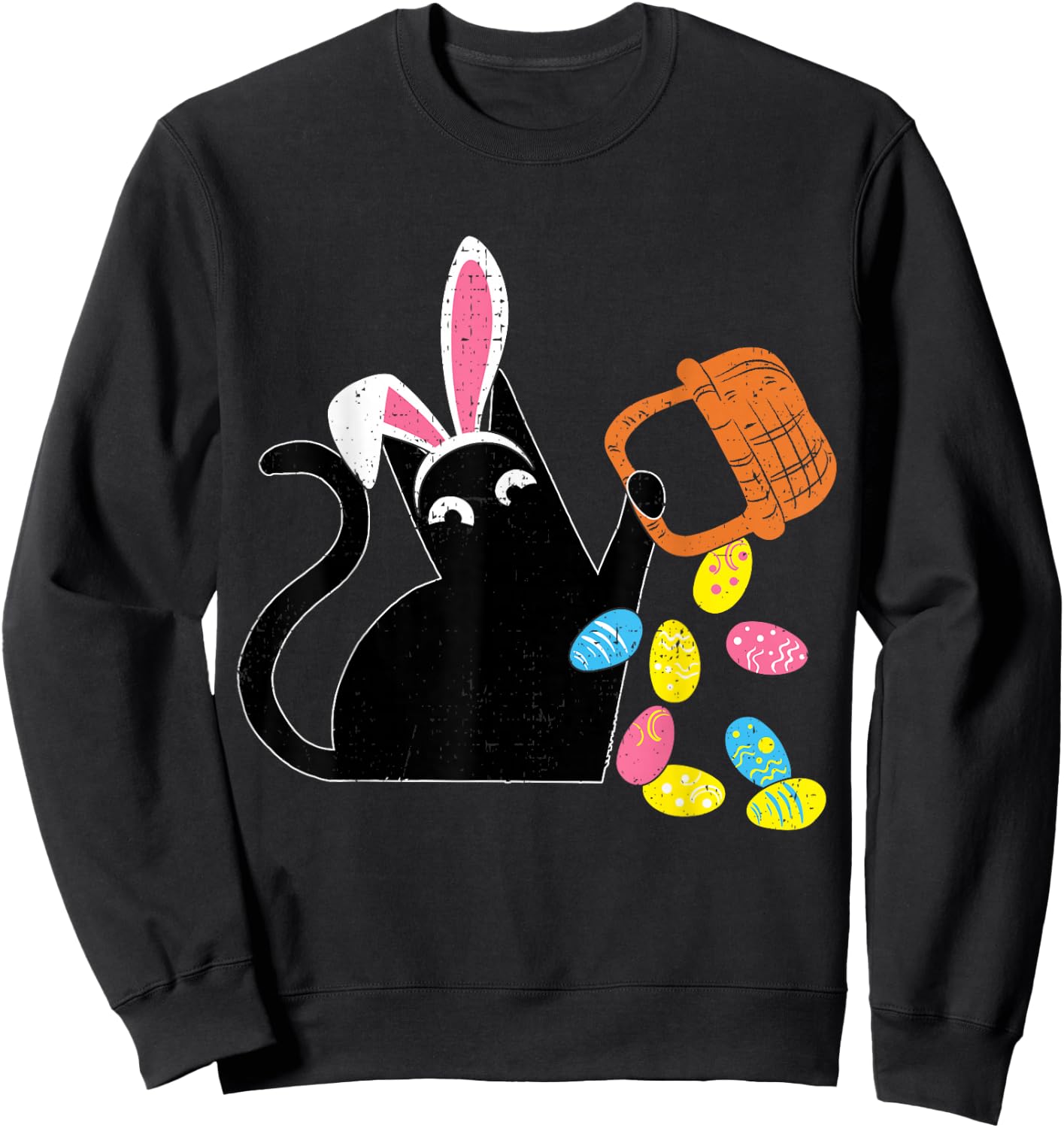 Cat Easter Bunny Easter Rabbit Sweatshirt - Sweatshirt | Black