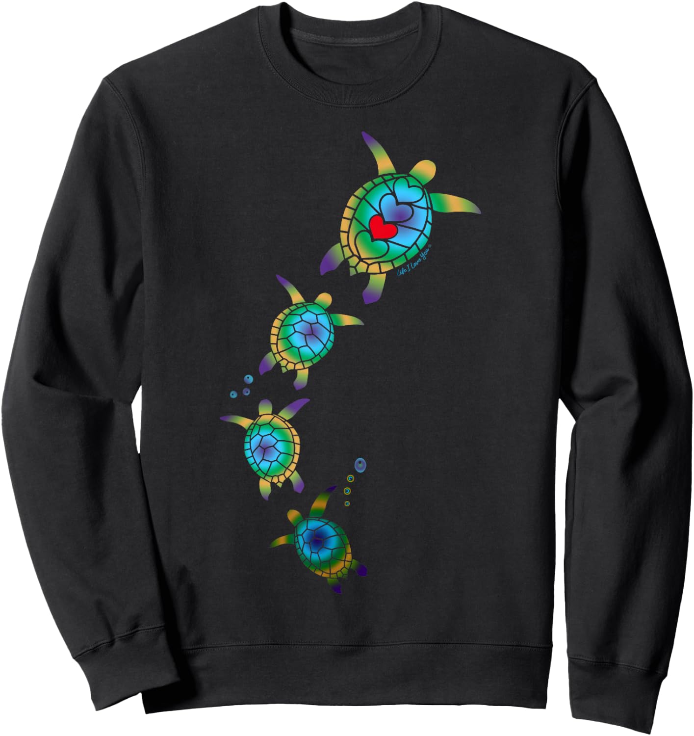 Beautiful Nautical Tropical Swimming Sea Turtles Sweatshirt - Sweatshirt | Black