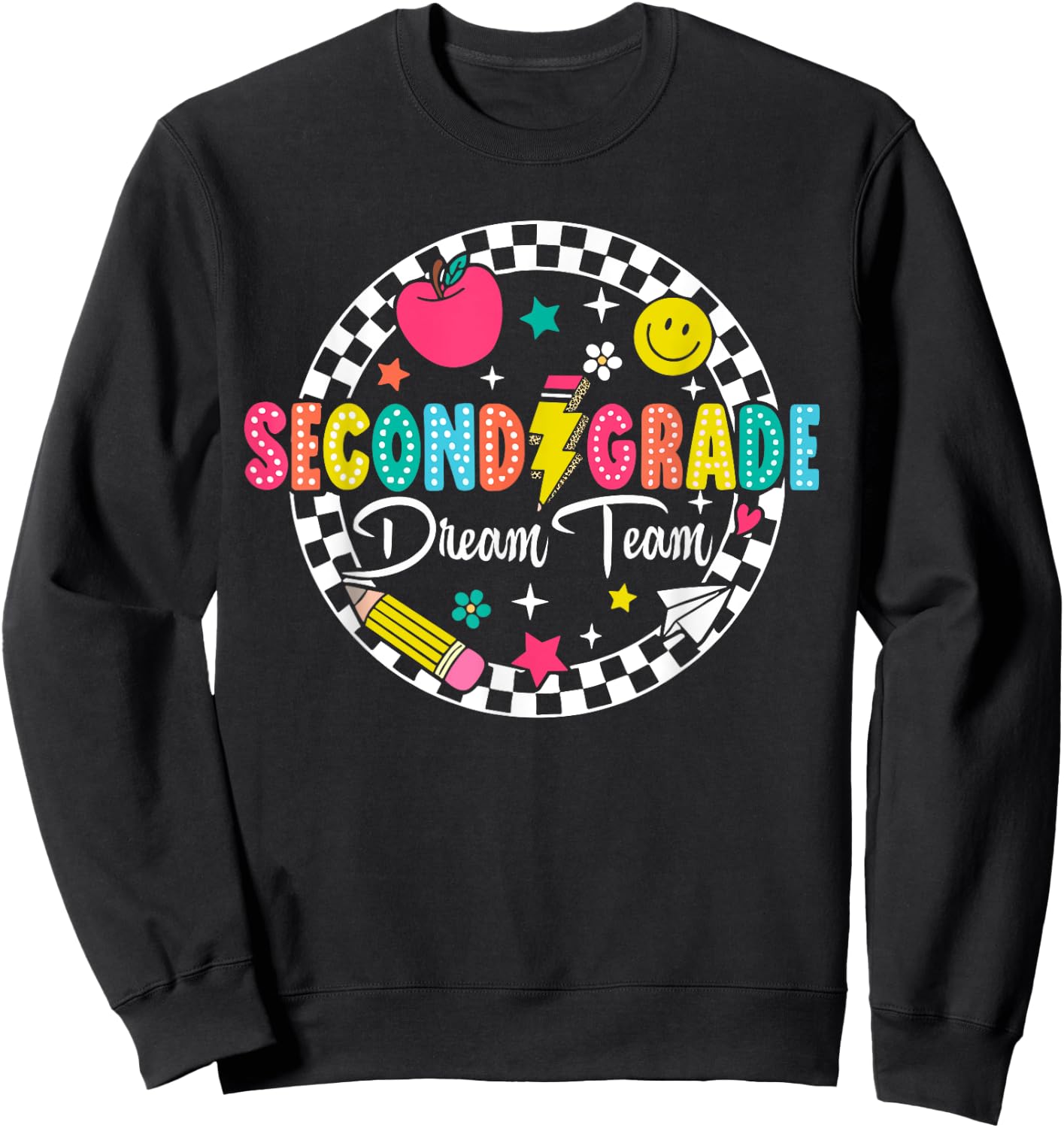 Second Grade Dream Team Bruh Back To School Tour (ON BACK) Sweatshirt - Sweatshirt | Black
