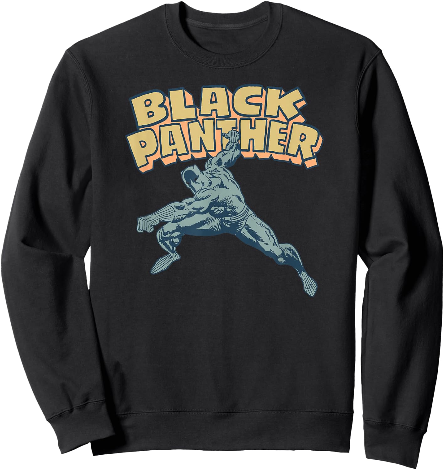 Amazon Essentials Men's MARVEL BLACK PANTHER COMIC POSE , Black, Small Sweatshirt - Sweatshirt | Black