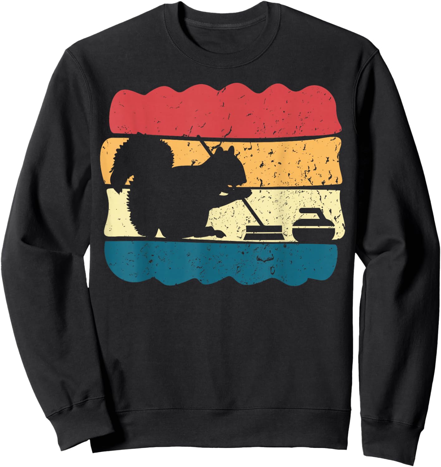 Curling Player Curler Sport Lover Curling Stone Squirrel Sweatshirt - Sweatshirt | Black