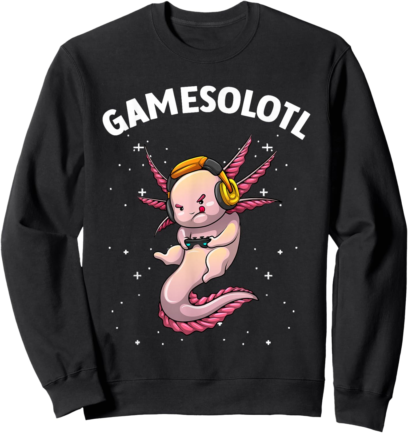 Cute Gaming Art Women Kids Video Game Axolotl Gamer Sweatshirt - Sweatshirt | Black