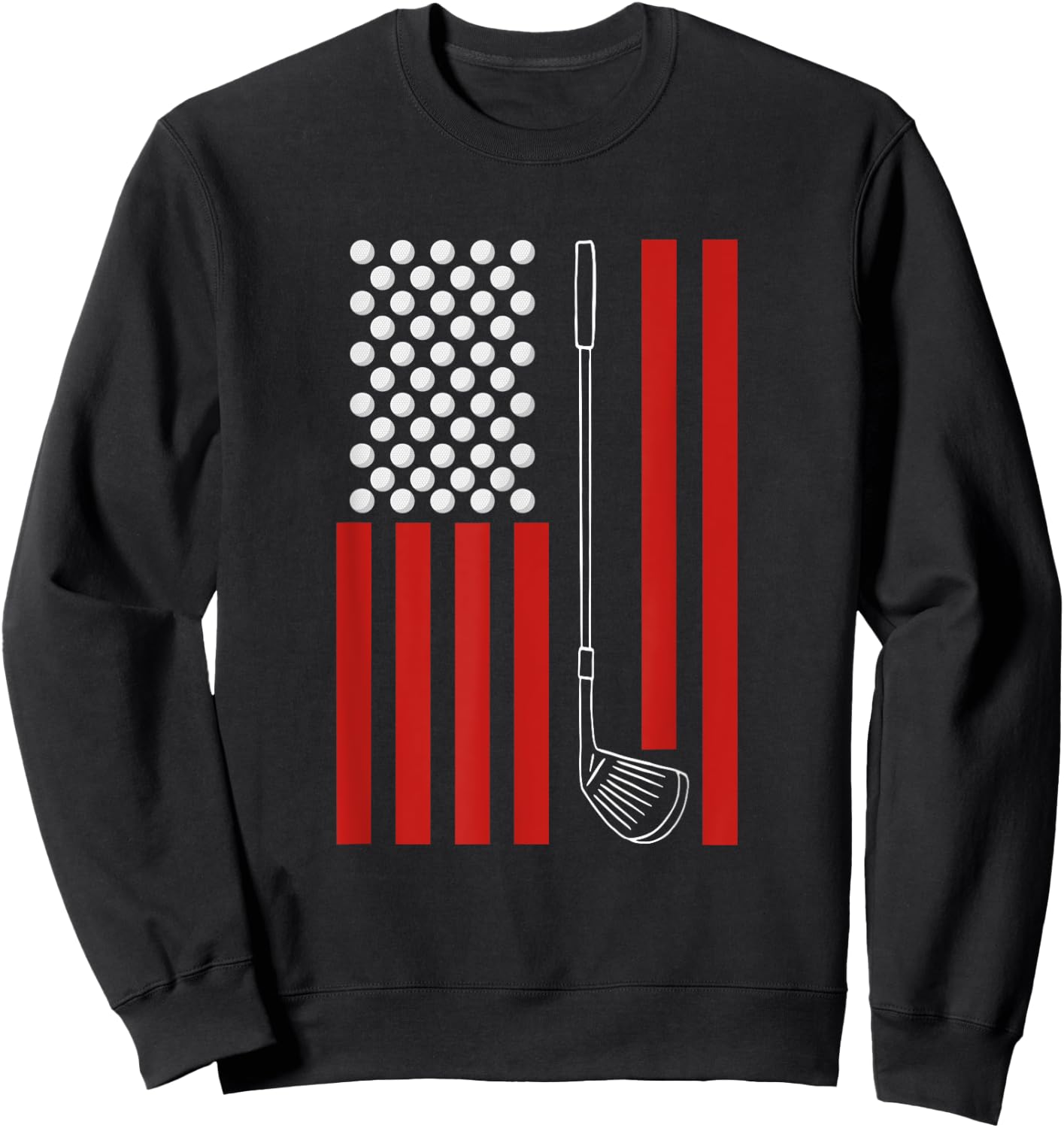 Retro American Flag Golf Gift Golfer Funny Golf Sweatshirt - Sweatshirt | Black