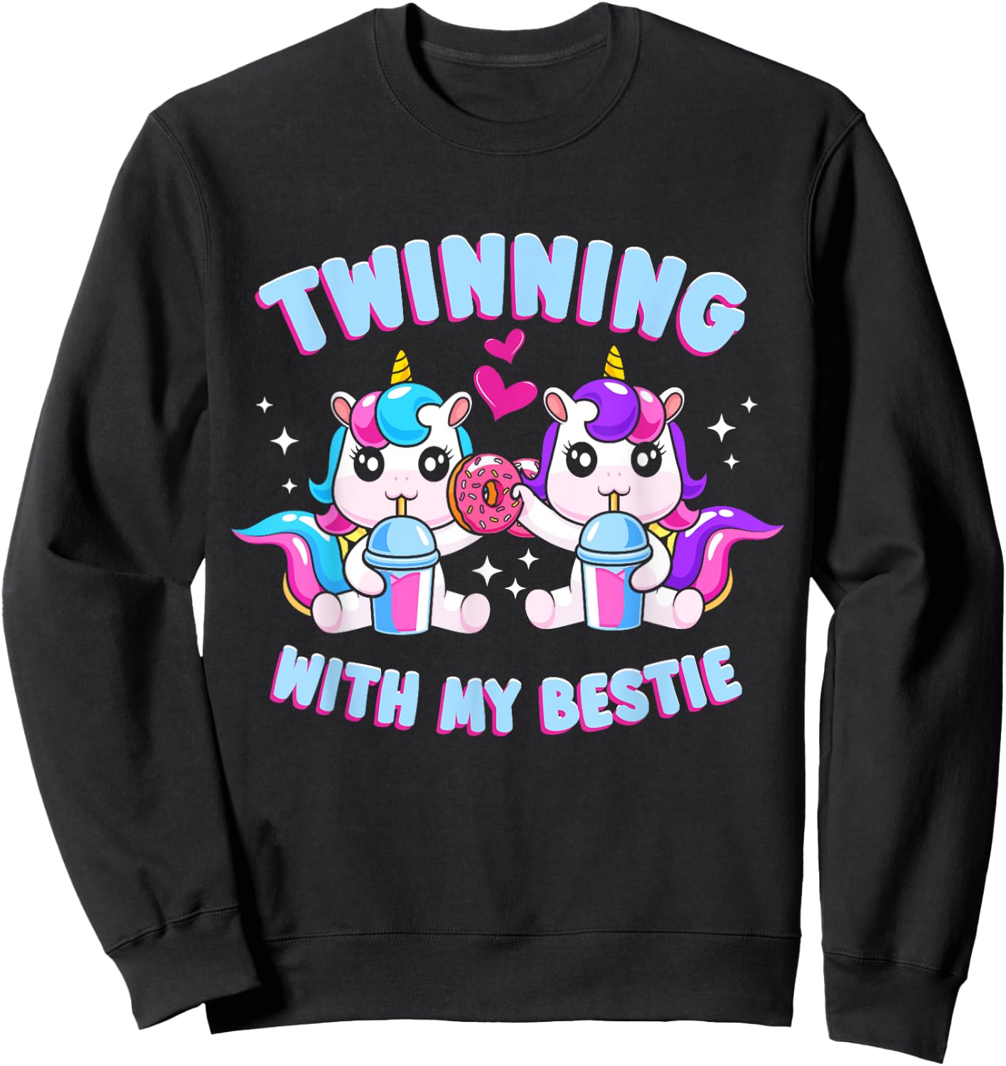 Friends Matching Twins Day Twinning With My Bestie Sweatshirt - Sweatshirt | Black