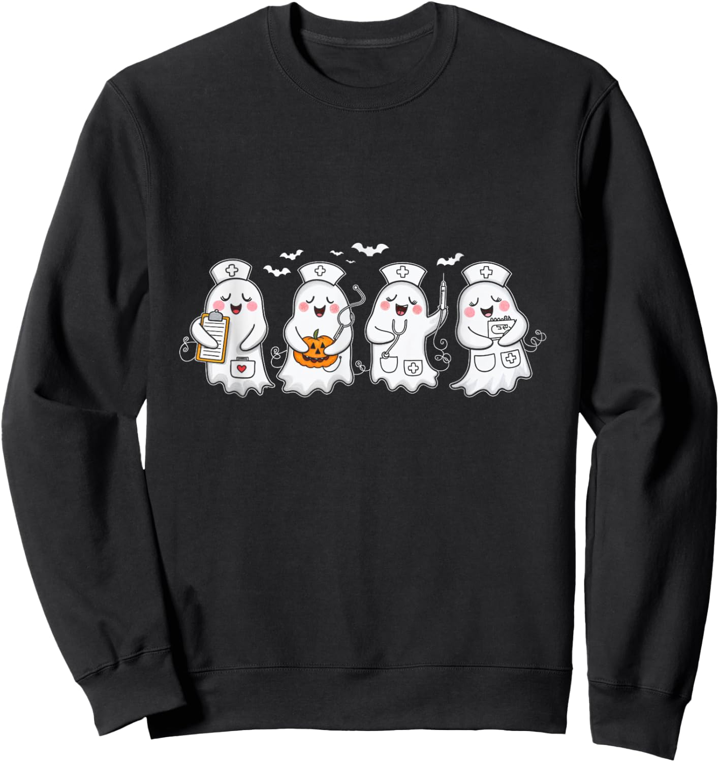 Ghost Nurses Halloween Costume Nurse Spooky Halloween Sweatshirt - Sweatshirt | Black