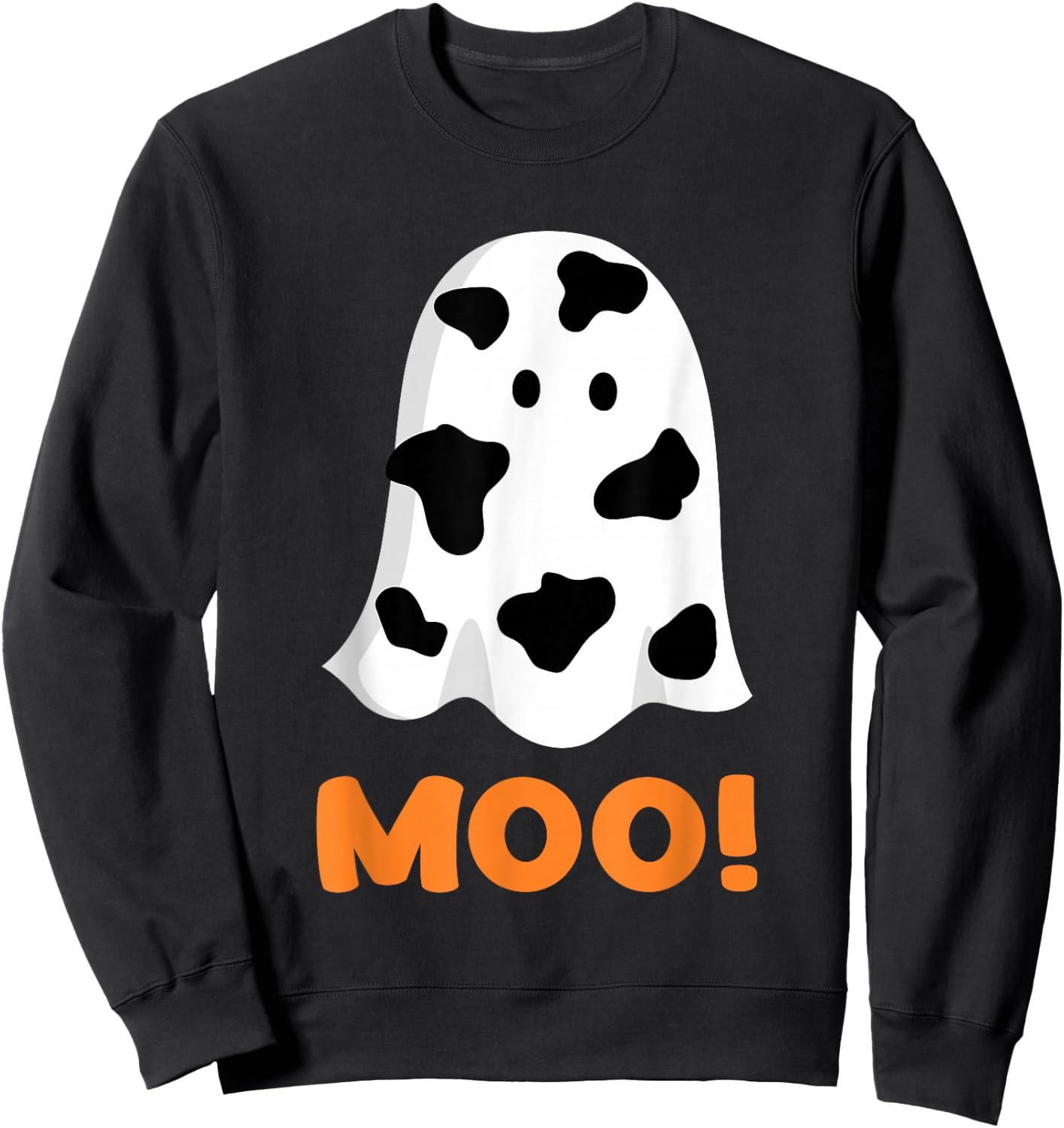 Funny cow print ghost with moo halloween costume Sweatshirt - Sweatshirt | Black