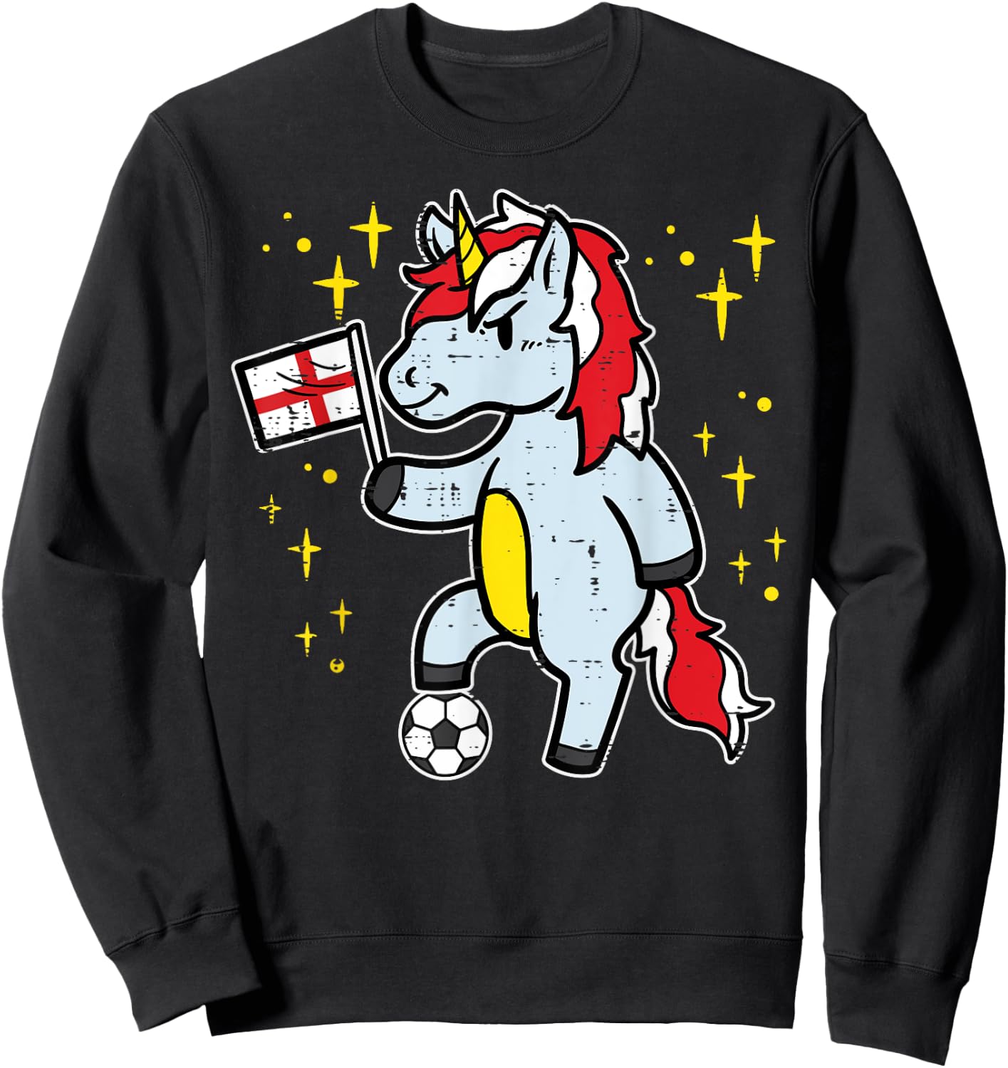 England Flag Unicorn Football Soccer Fan Women Girls Kids Sweatshirt - Sweatshirt | Black