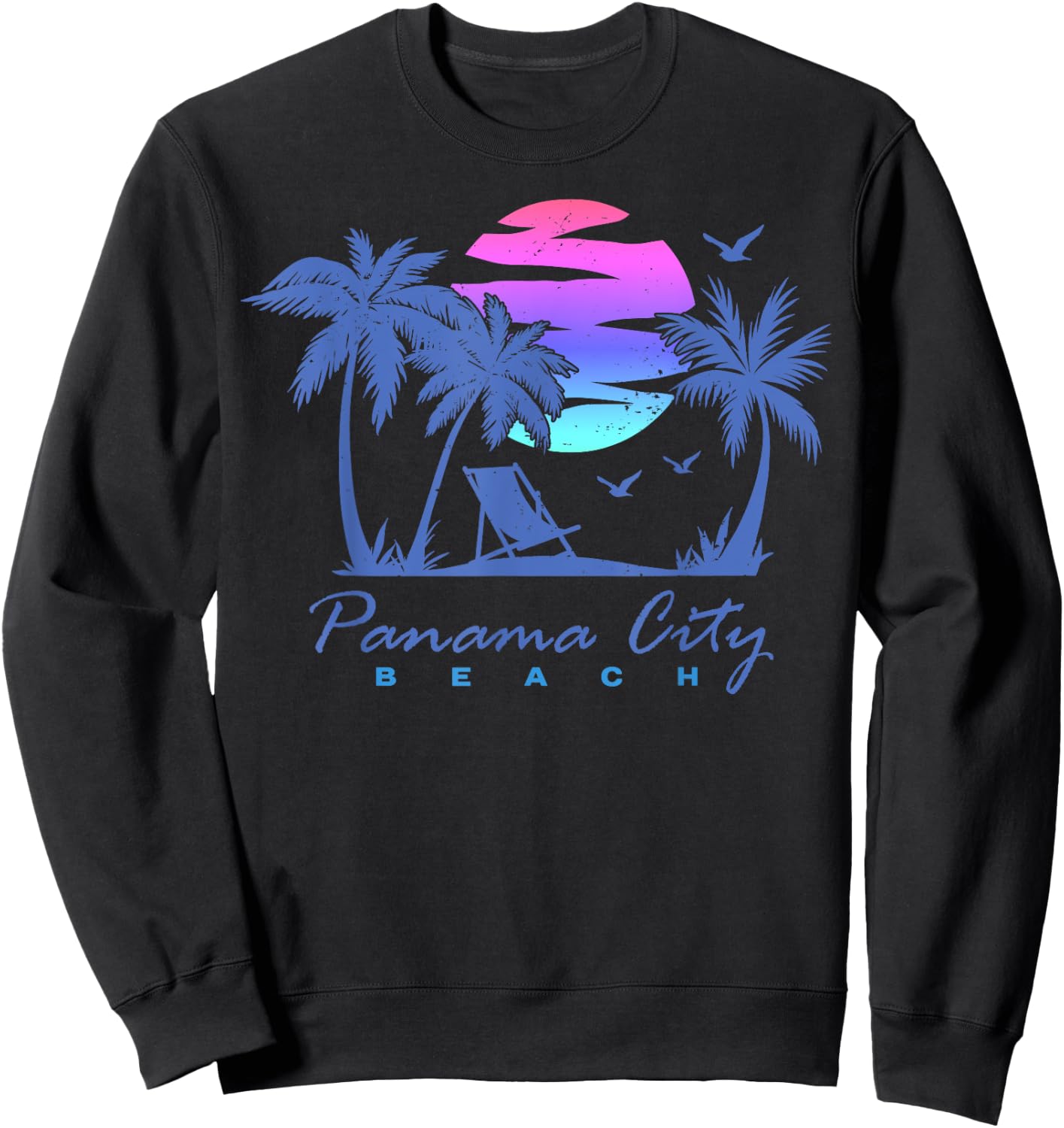 PANAMA CITY BEACH Florida Vacation Trip Retro Vintage Sunset Sweatshirt - Sweatshirt | Black