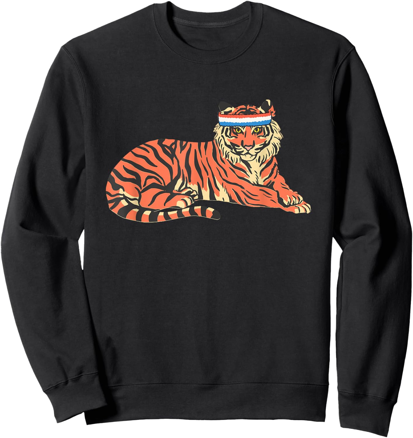 Tiger Shirt Tiger Wearing Sweatband Sweatshirt - Sweatshirt | Black