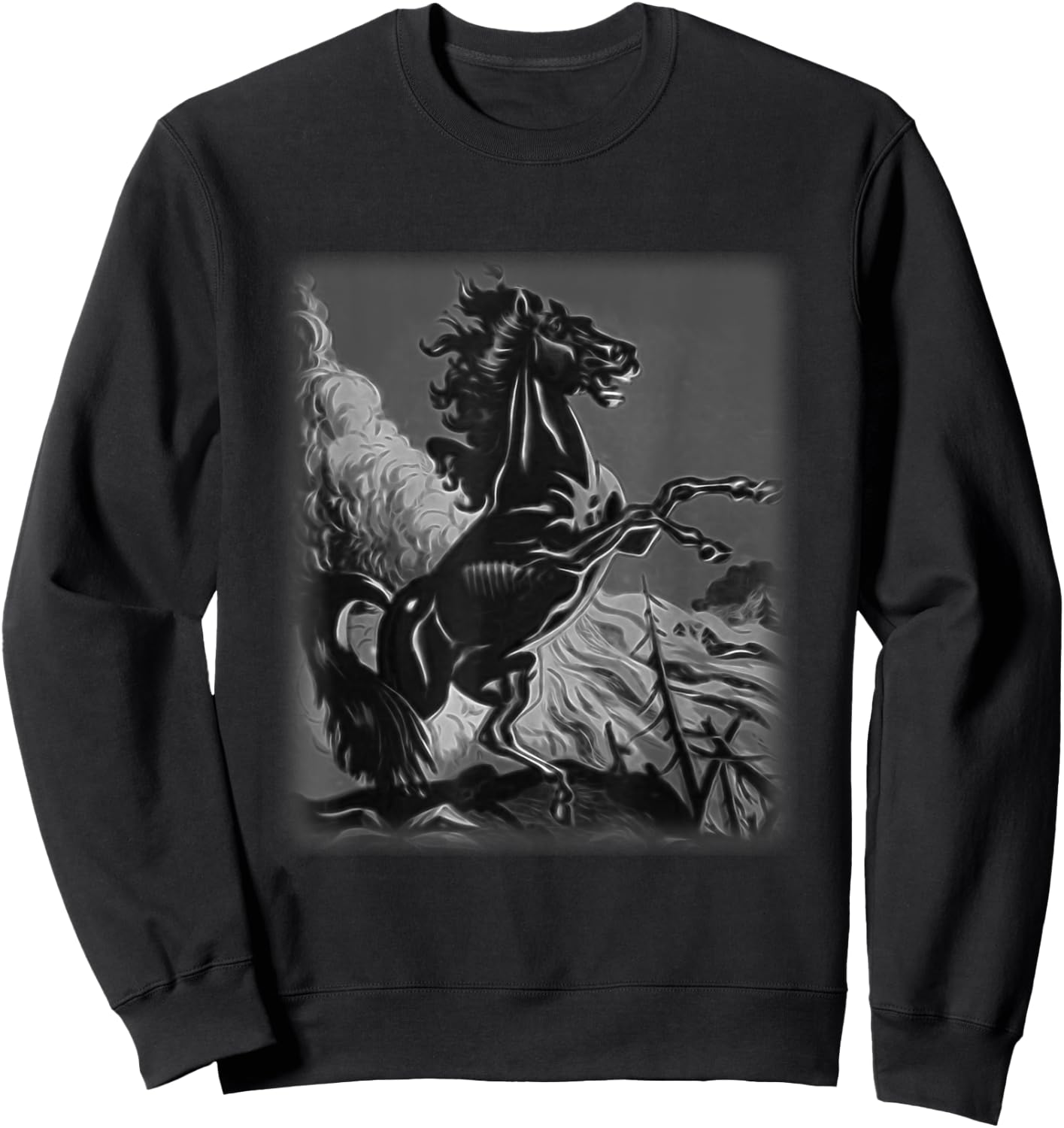 Black Horse Shirt, Rearing Stallion for Horse Lovers Sweatshirt - Sweatshirt | Black