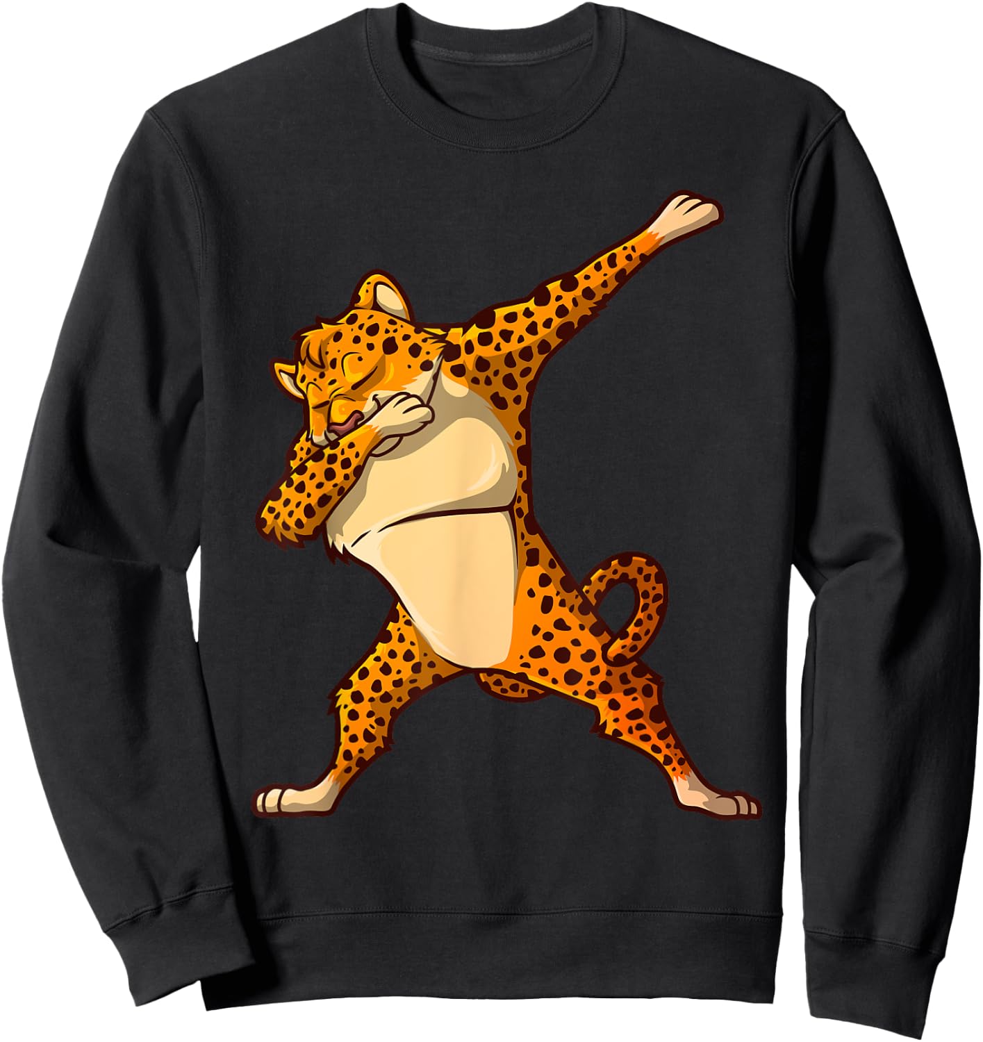Funny Cheetah Dance For Kids Boys Girls Dabbing Cheetah Cat Sweatshirt - Sweatshirt | Black