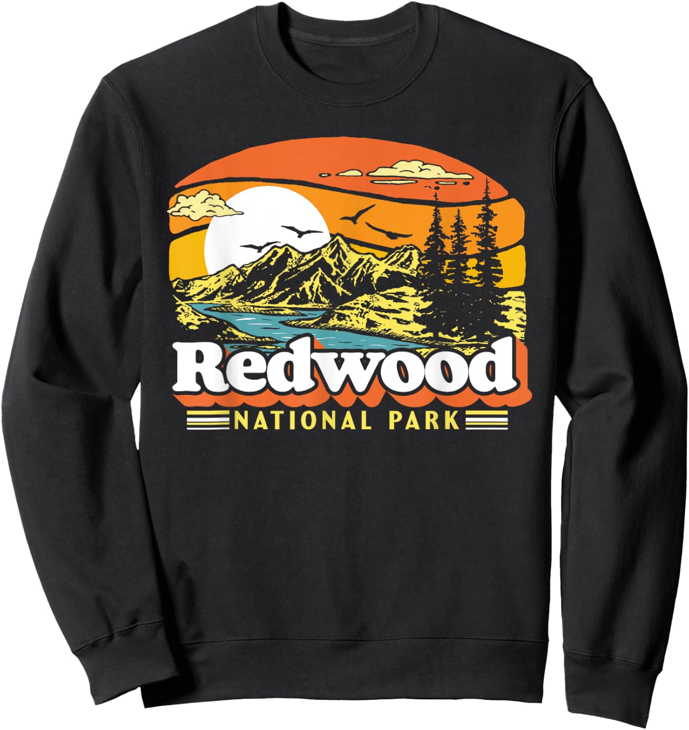 Redwood National Park Vintage 80s Retro California Mountains Sweatshirt - Sweatshirt | Black