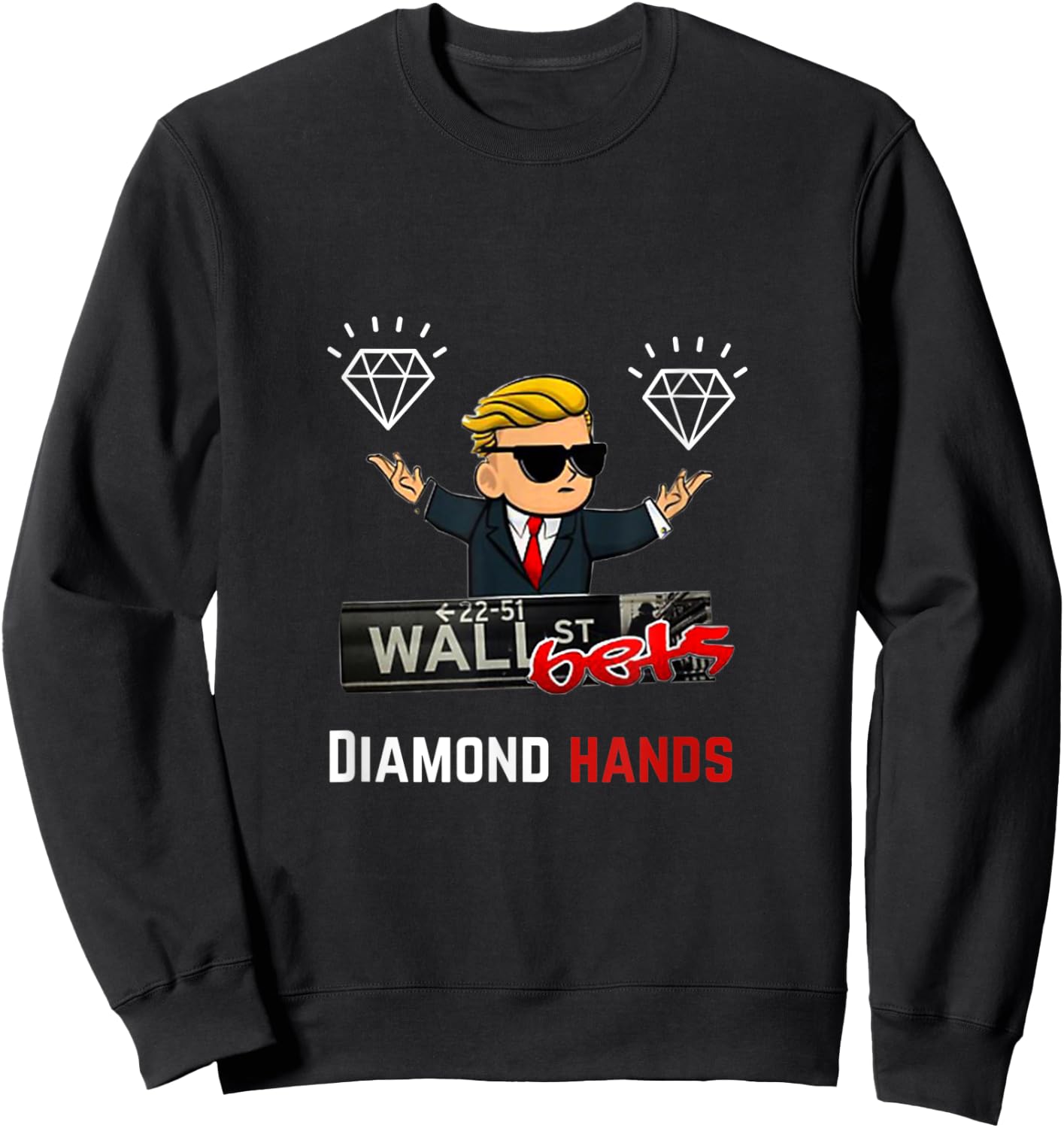 Wall Street Bets Diamond Hands Sweatshirt - Sweatshirt | Black