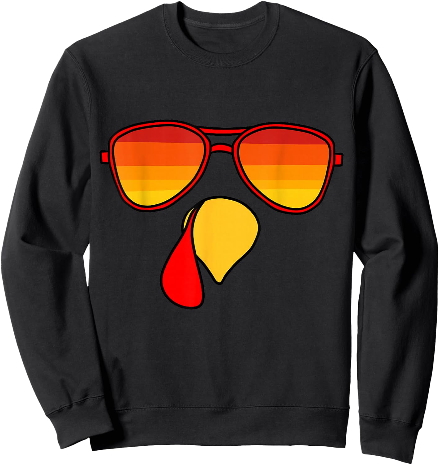 Retro Turkey Face Happy Thanksgiving Kids Toddler Boys Sweatshirt - Sweatshirt | Black