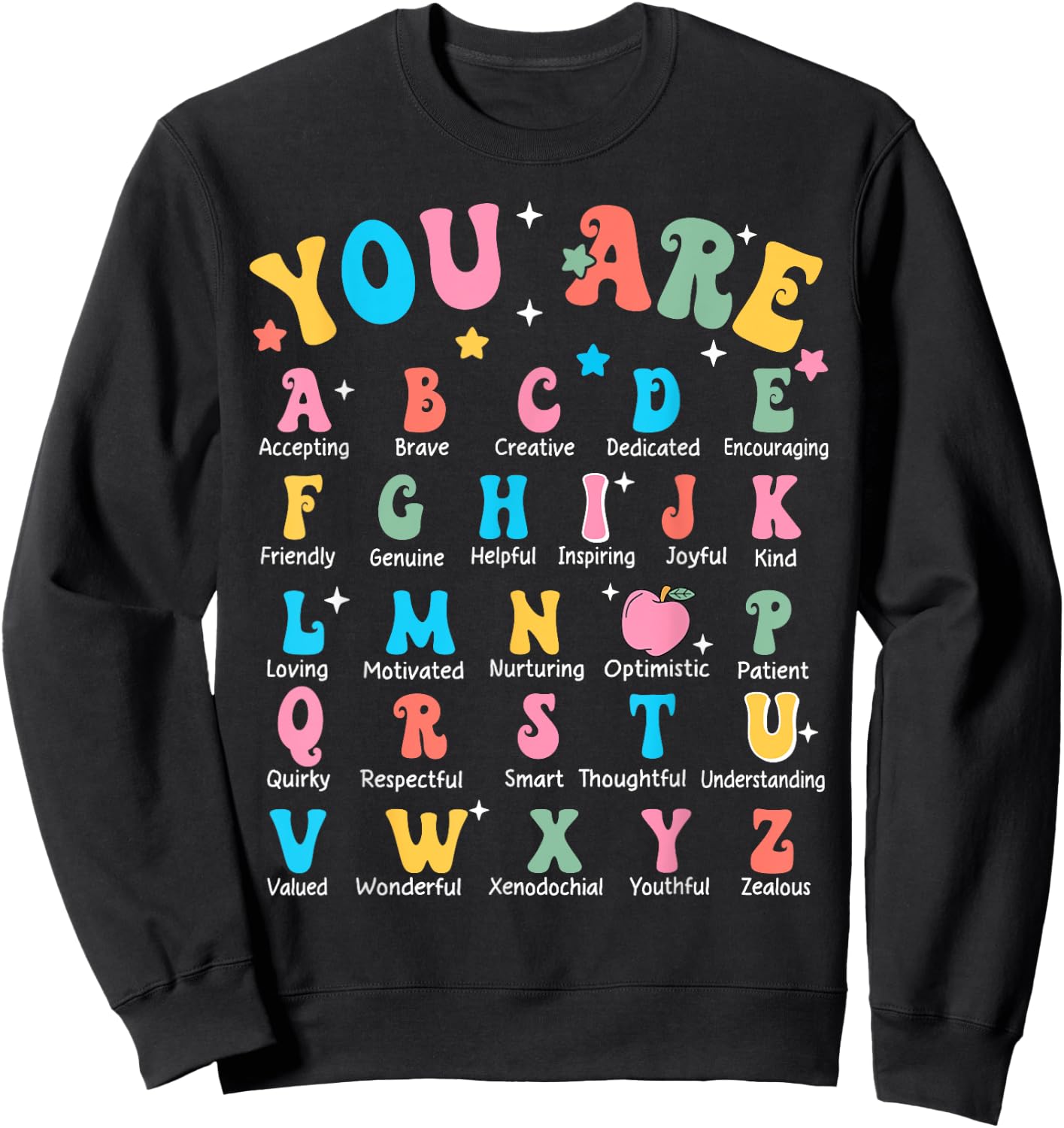Alphabet Kindergarten Elementary School Teachers Students Sweatshirt - Sweatshirt | Black