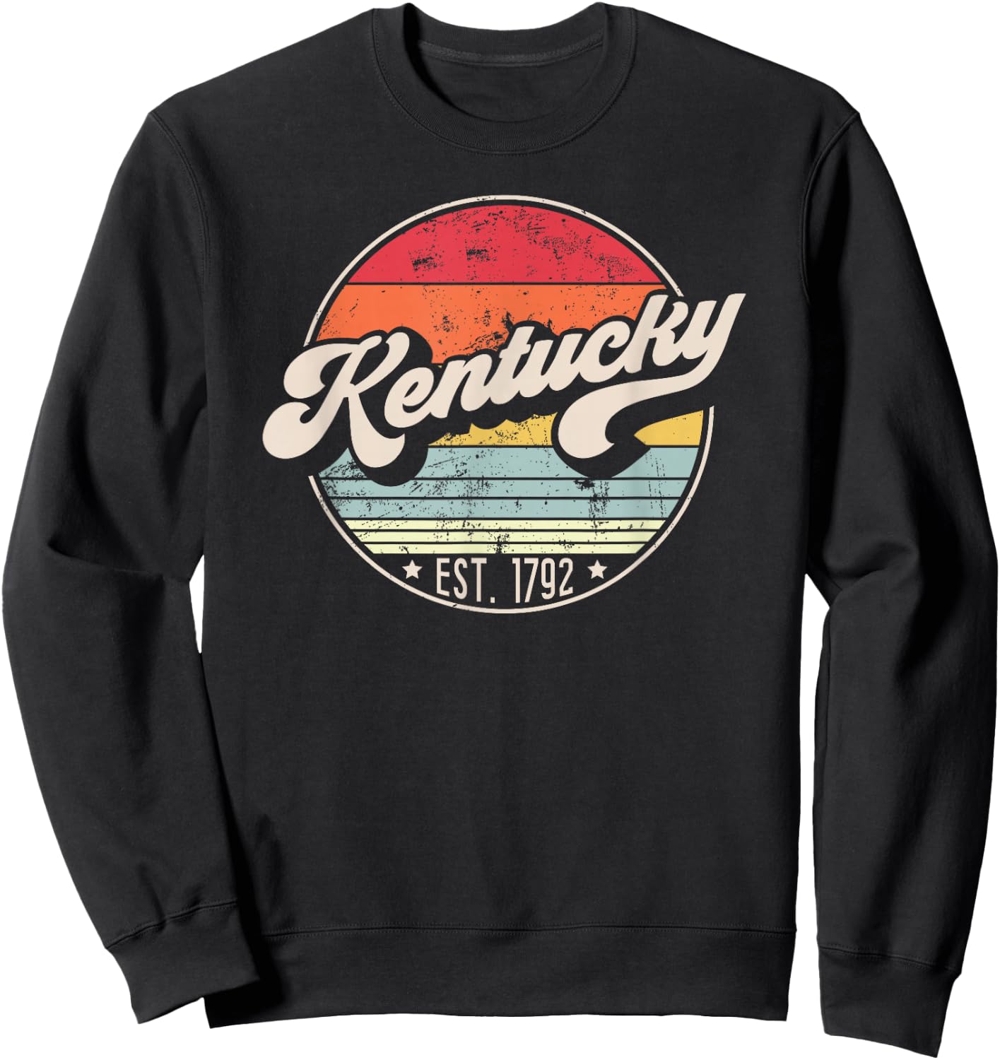 Retro Kentucky Home State KY Cool 70s Style Sunset Sweatshirt - Sweatshirt | Black