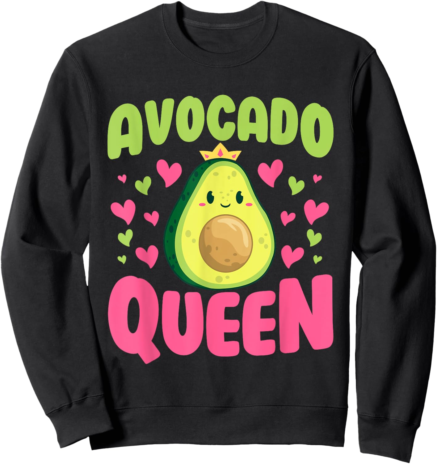 Avocado Queen Funny Butter-Fruit Veganism Fruit Lover Outfit Sweatshirt - Sweatshirt | Black