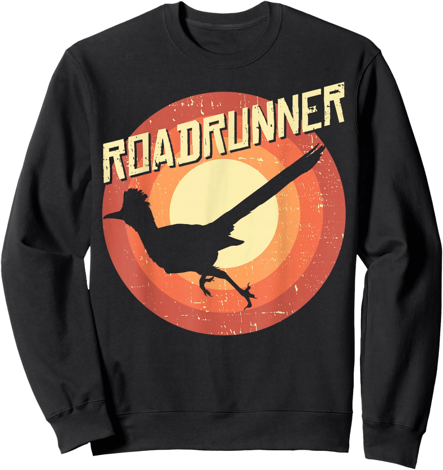 Roadrunner Lover Vintage Distressed Retro Sweatshirt - Sweatshirt | Black