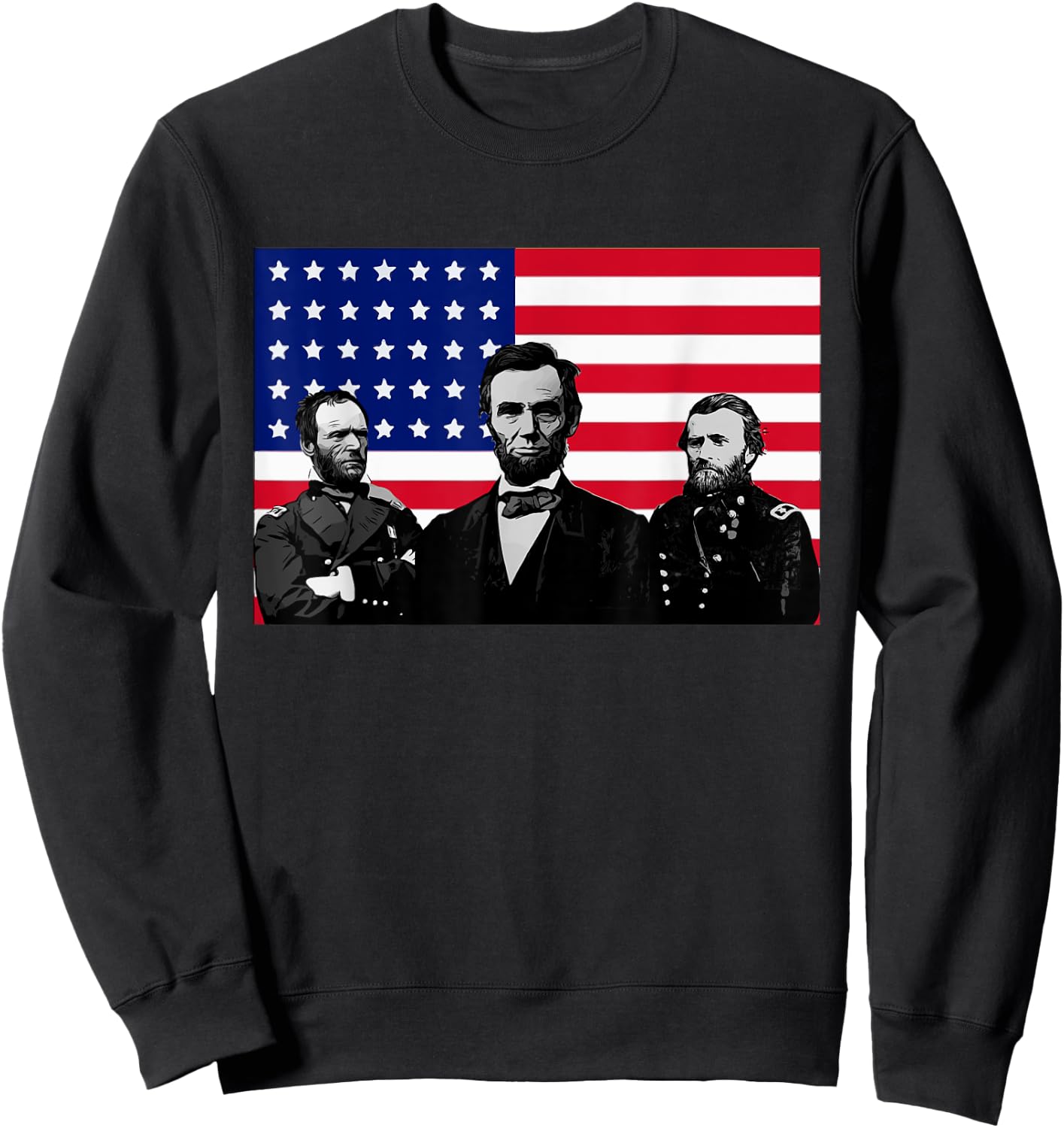 Lincoln and his Generals Grant and Sherman Civil War Sweatshirt - Sweatshirt | Black