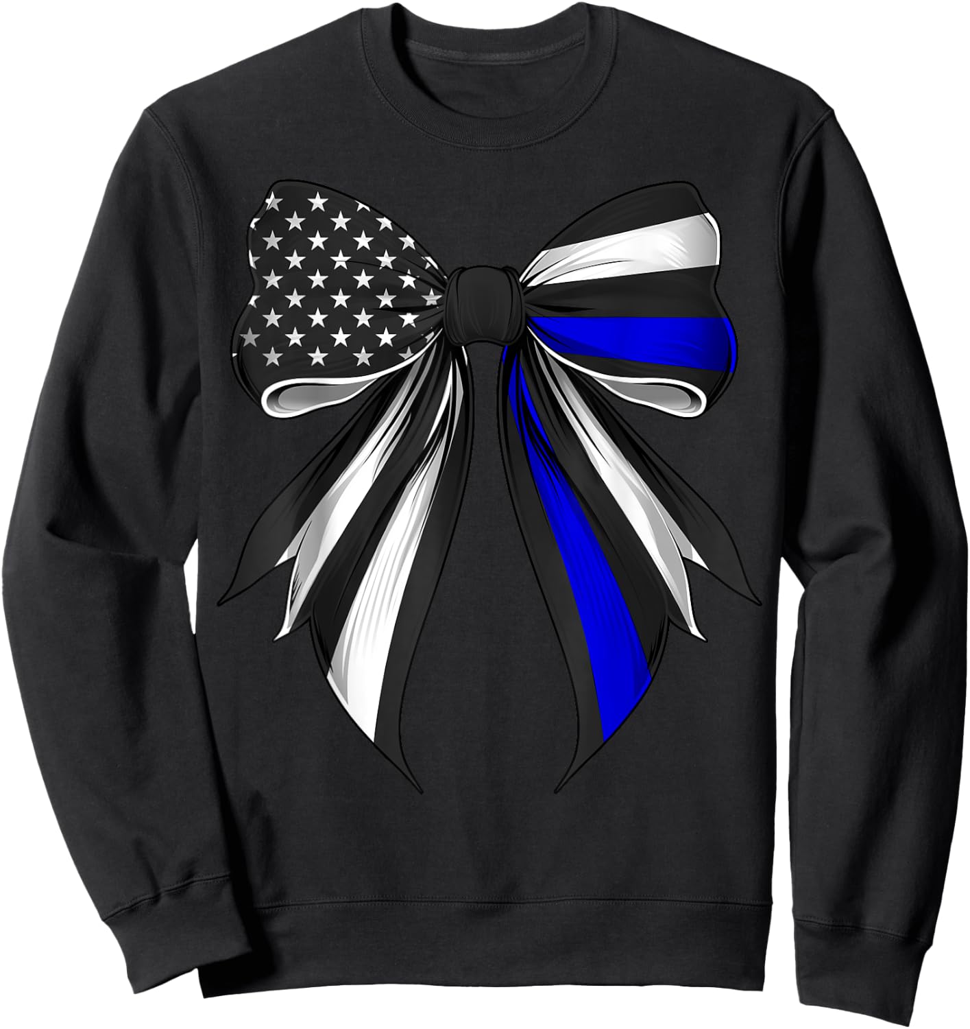 Coquette Bow Police Officer Law Enforcement American Flag Sweatshirt - Sweatshirt | Black
