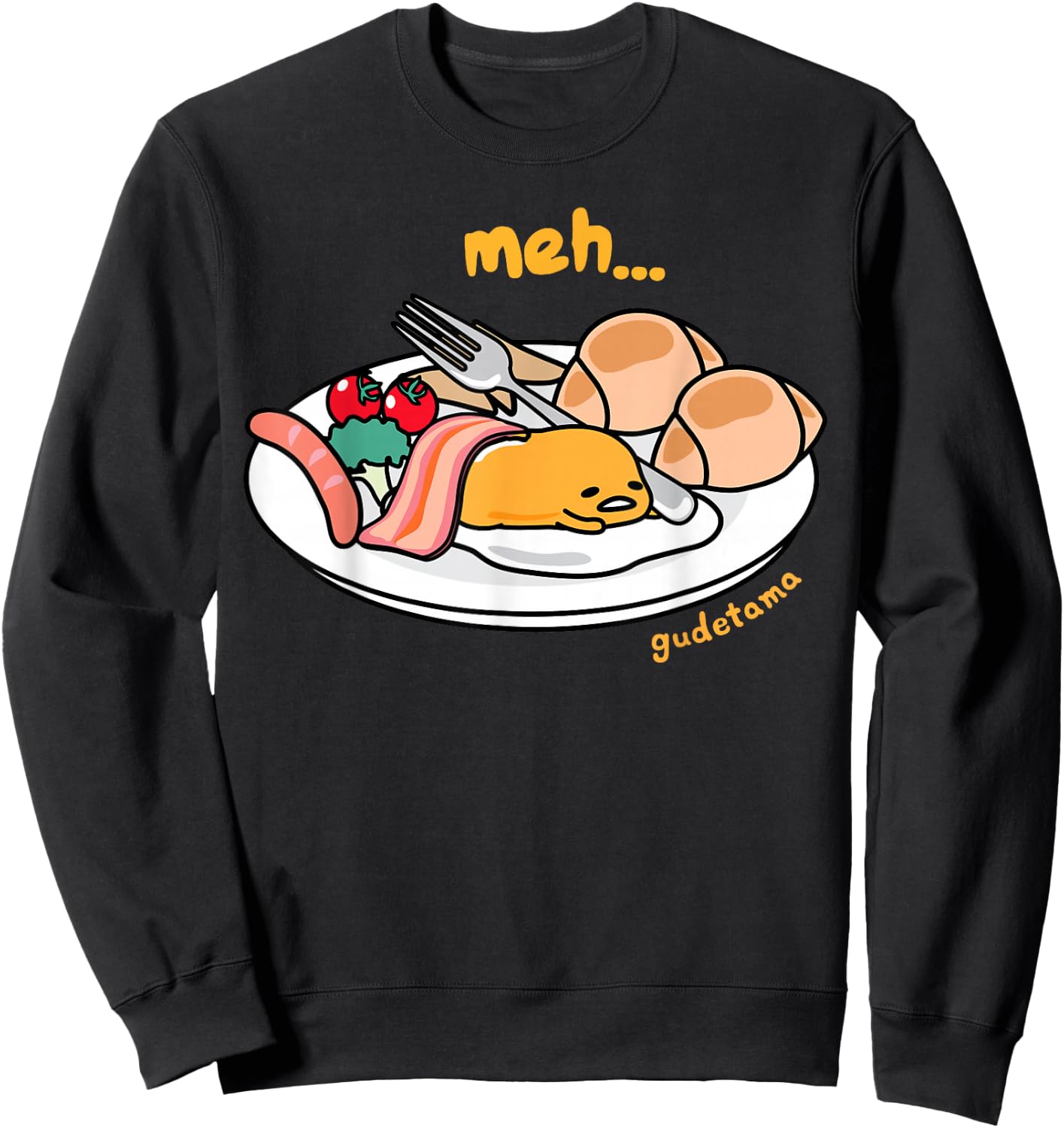Gudetama "Meh" Breakfast Shirt Sweatshirt - Sweatshirt | Black
